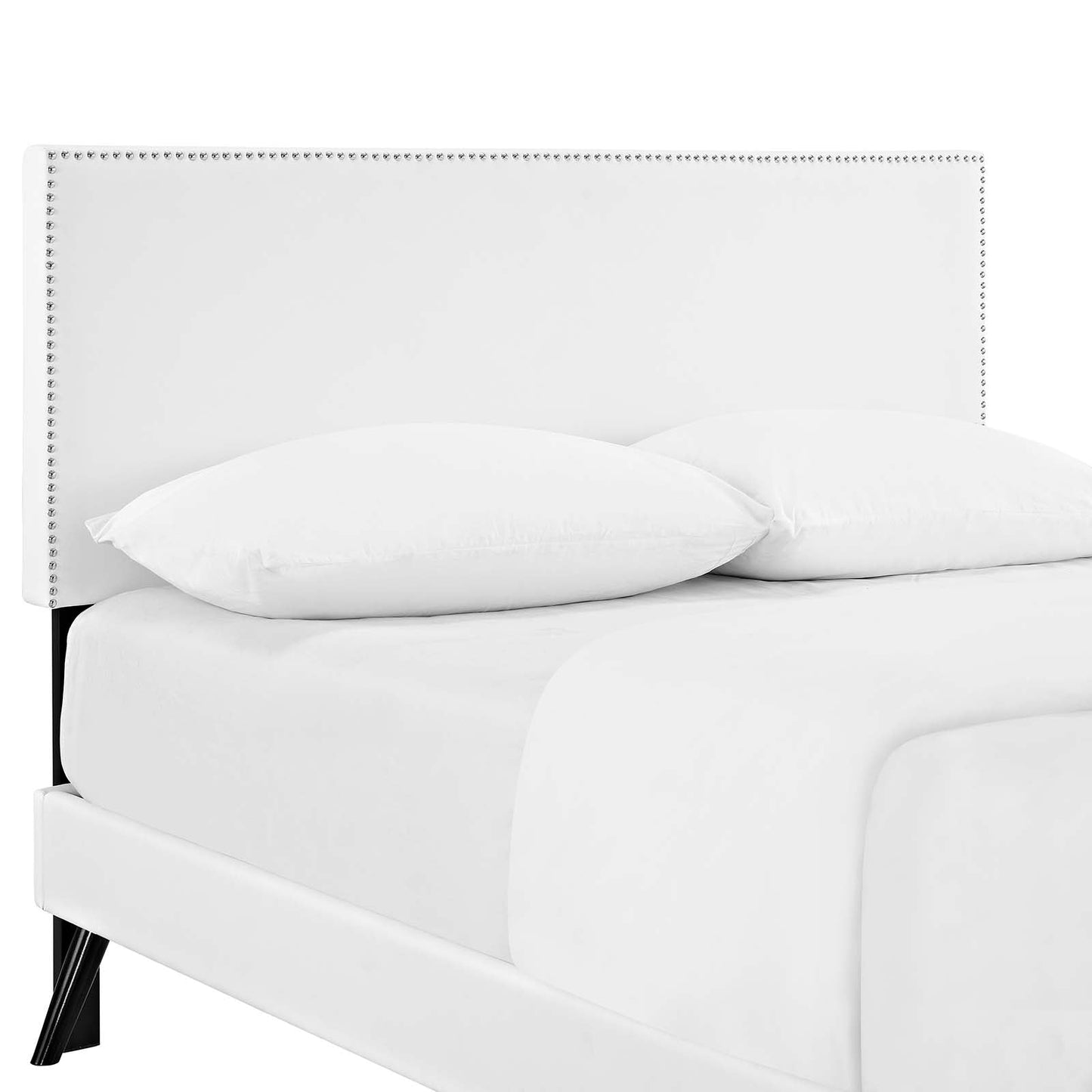 Macie Vinyl King Platform Bed with Round Splayed Legs by Modway