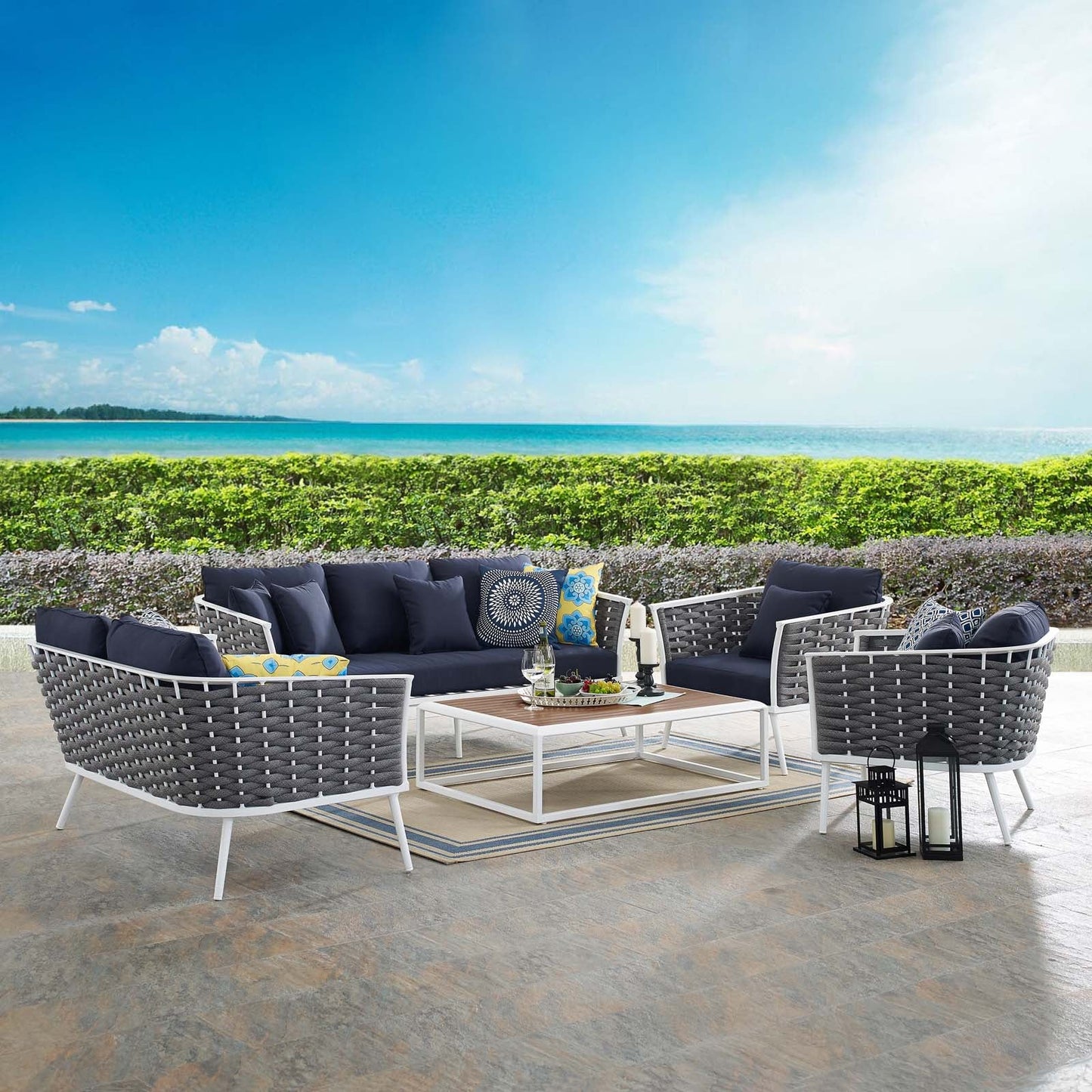 Stance 5 Piece Outdoor Patio Aluminum Sectional Sofa Set by Modway