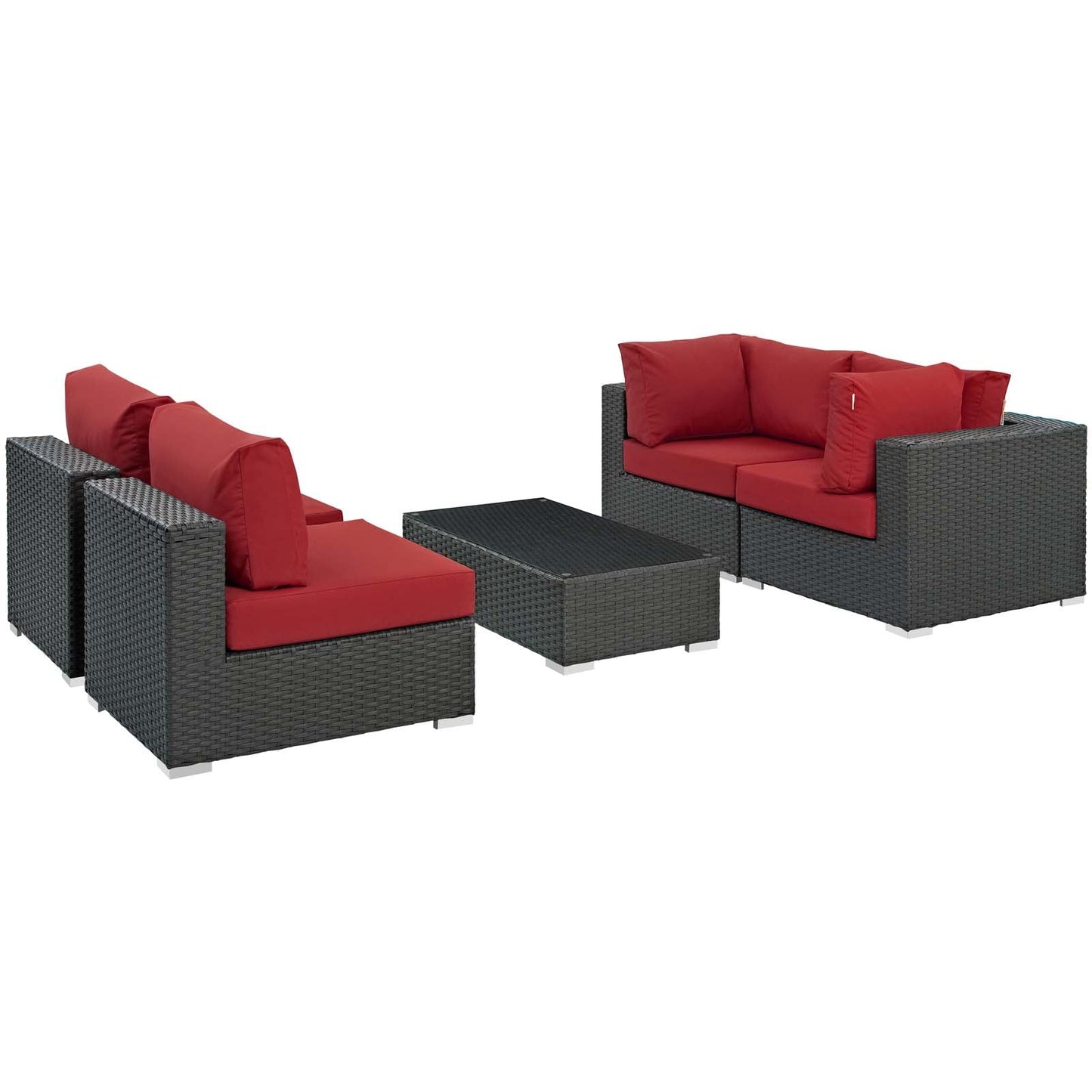 Sojourn 5 Piece Outdoor Patio Sunbrella¨ Sectional Set by Modway