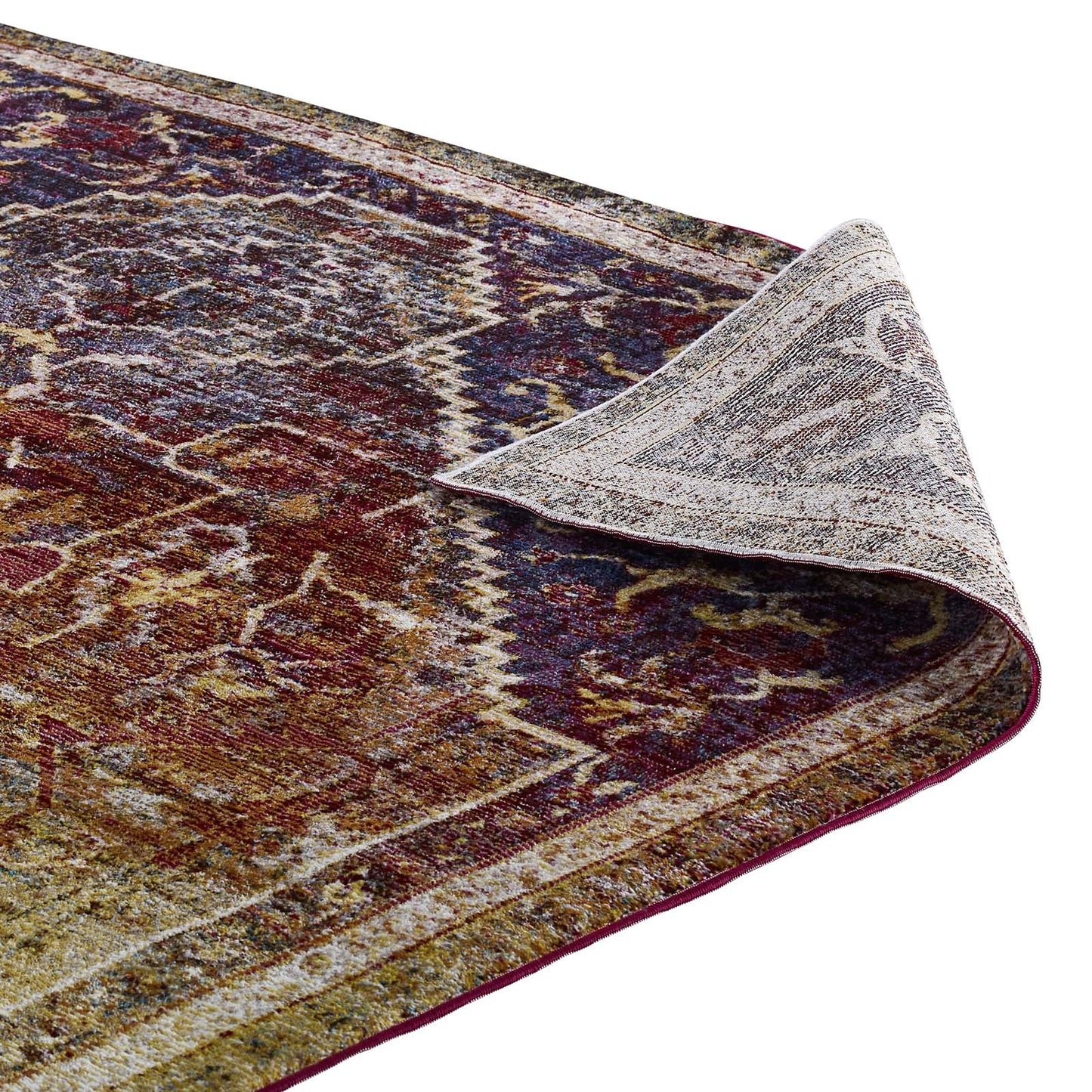 Success Kaede Transitional Distressed Vintage Floral Vintage Medallion 4x6 Area Rug by Modway