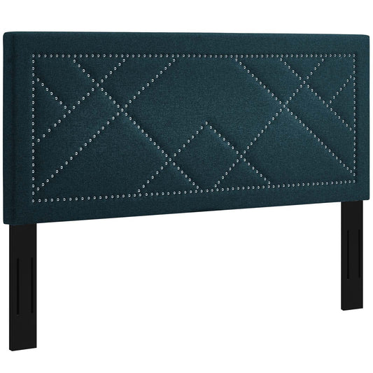 Reese Nailhead Upholstered Linen Fabric Full / Queen Headboard by Modway