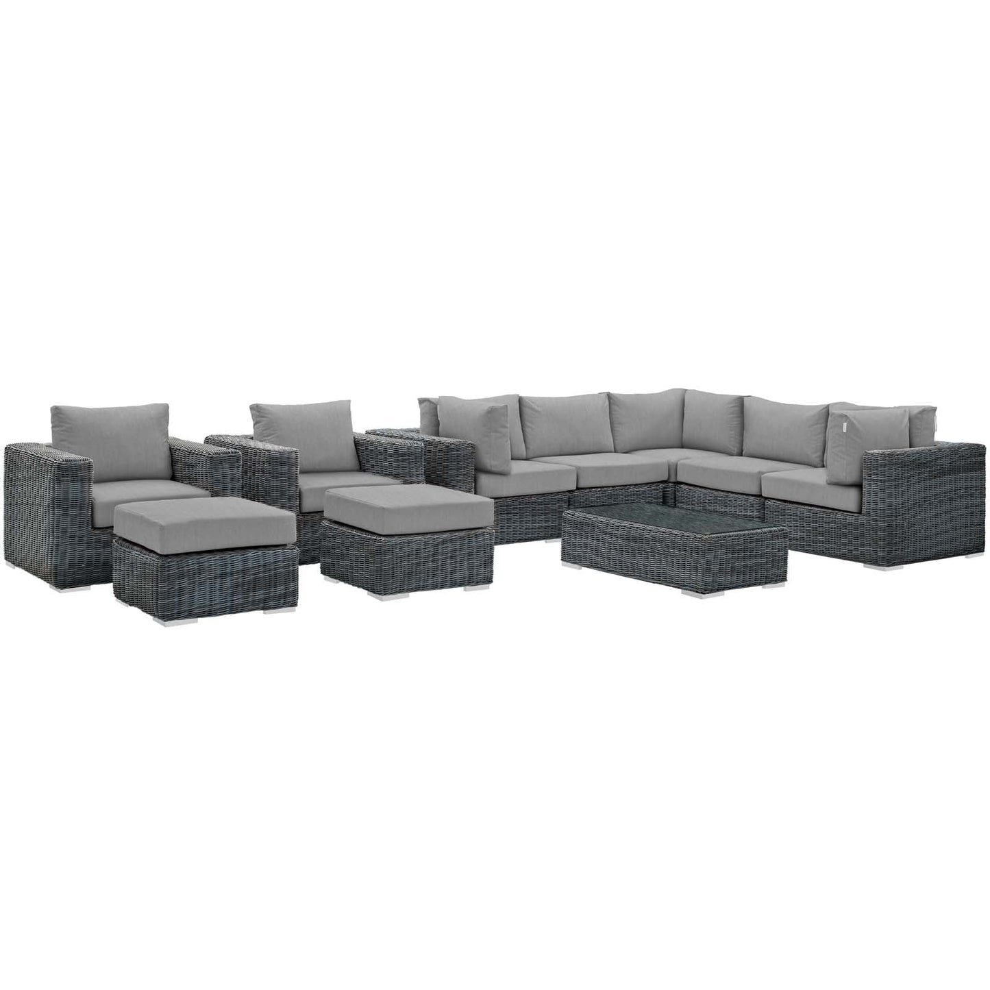 Summon 10 Piece Outdoor Patio Sunbrella¨ Sectional Set by Modway
