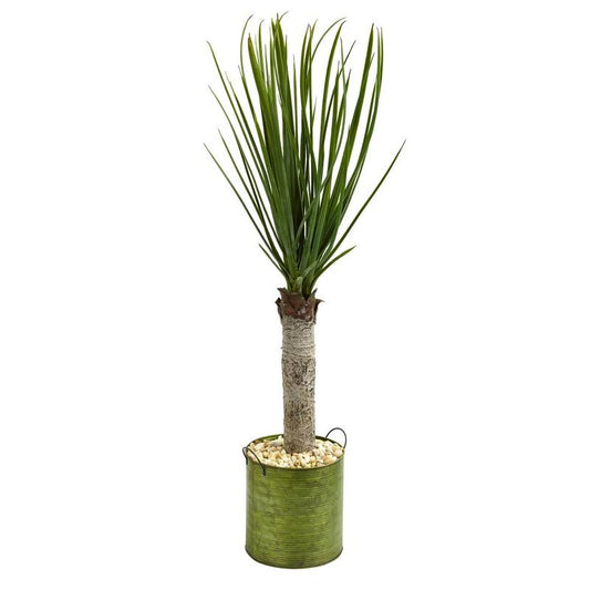 3' Yucca Artificial Tree in Green Tin Planter