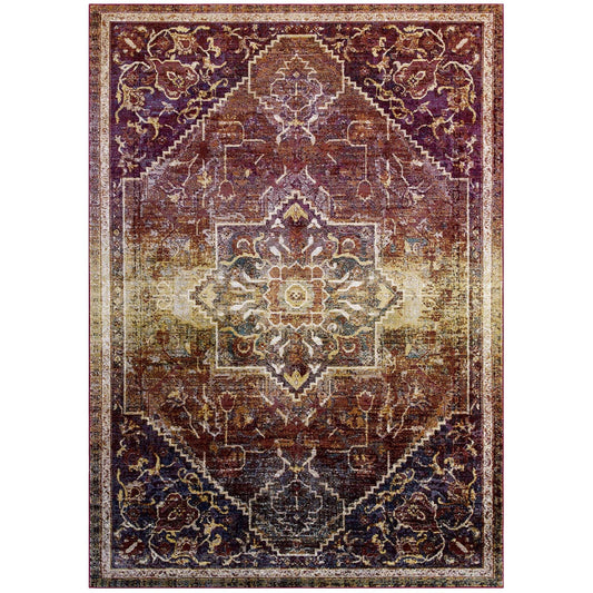 Success Kaede Transitional Distressed Vintage Floral Vintage Medallion 8x10 Area Rug by Modway