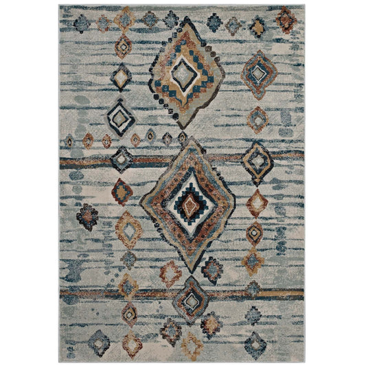 Jenica Distressed Moroccan Tribal Abstract Diamond 8x10 Area Rug by Modway