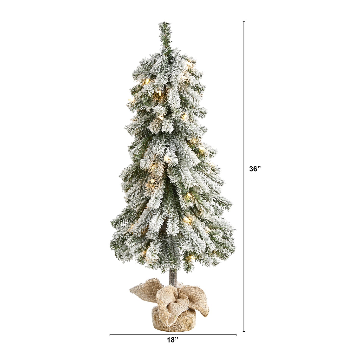 3' Flocked Alpine Christmas Artificial Tree w/ 50 Lights, 177 Bendable Branches