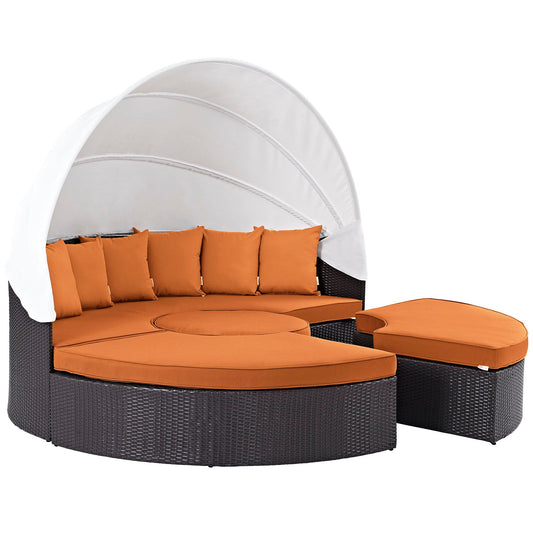 Convene Outdoor Patio Wicker Rattan Canopy Sectional Daybed by Modway
