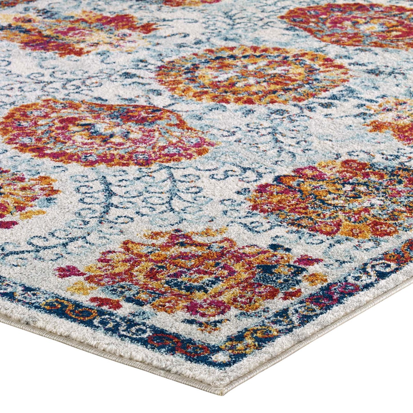 Entourage Kensie Distressed Floral Moroccan Trellis 8x10 Area Rug by Modway