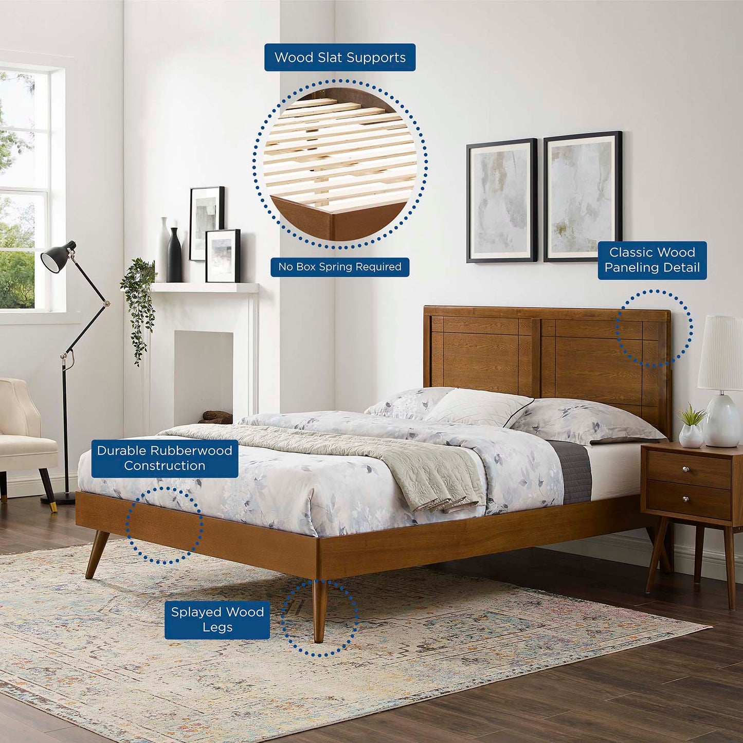 Marlee Wood King Platform Bed With Splayed Legs by Modway