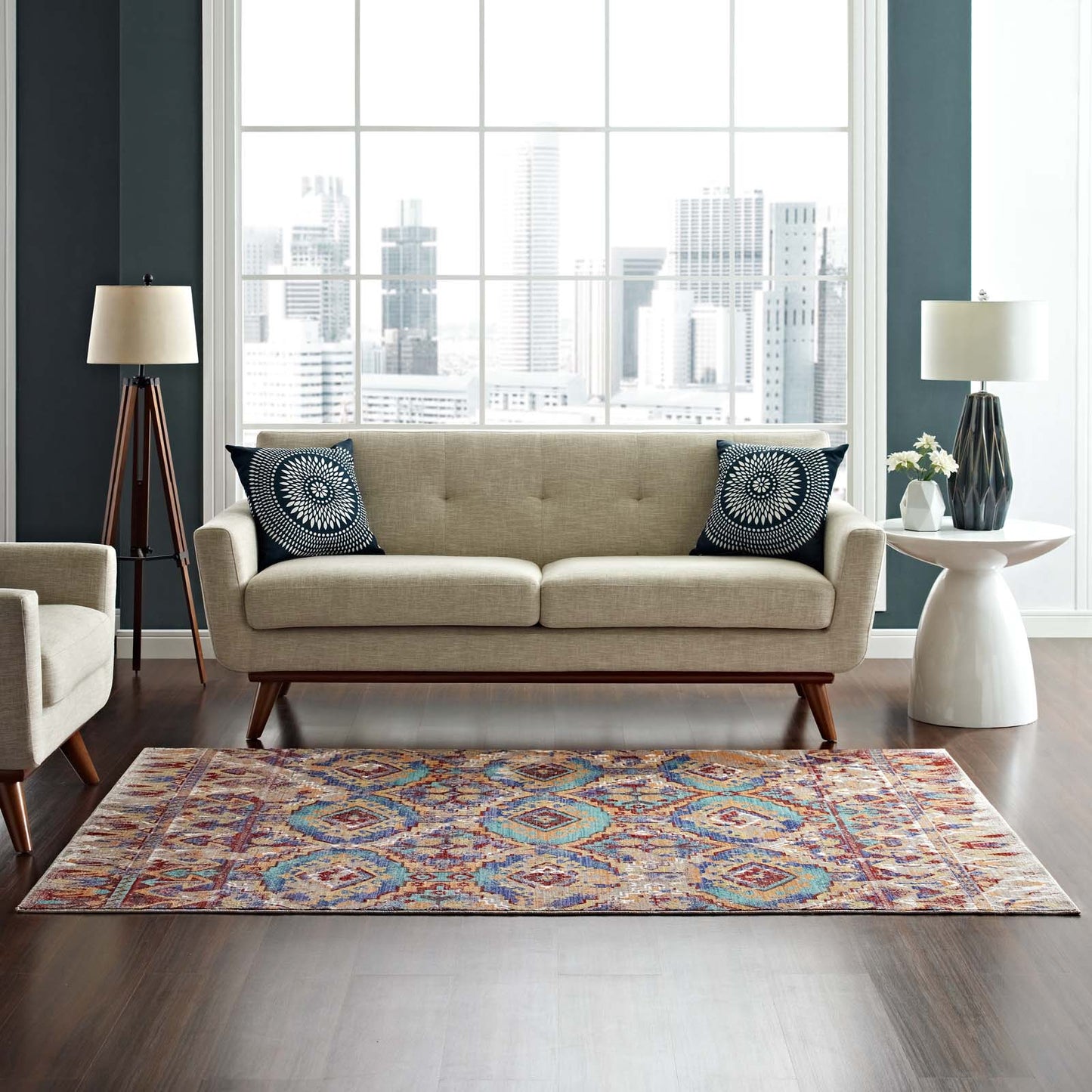 Centehua Distressed Southwestern Aztec 5x8 Area Rug by Modway