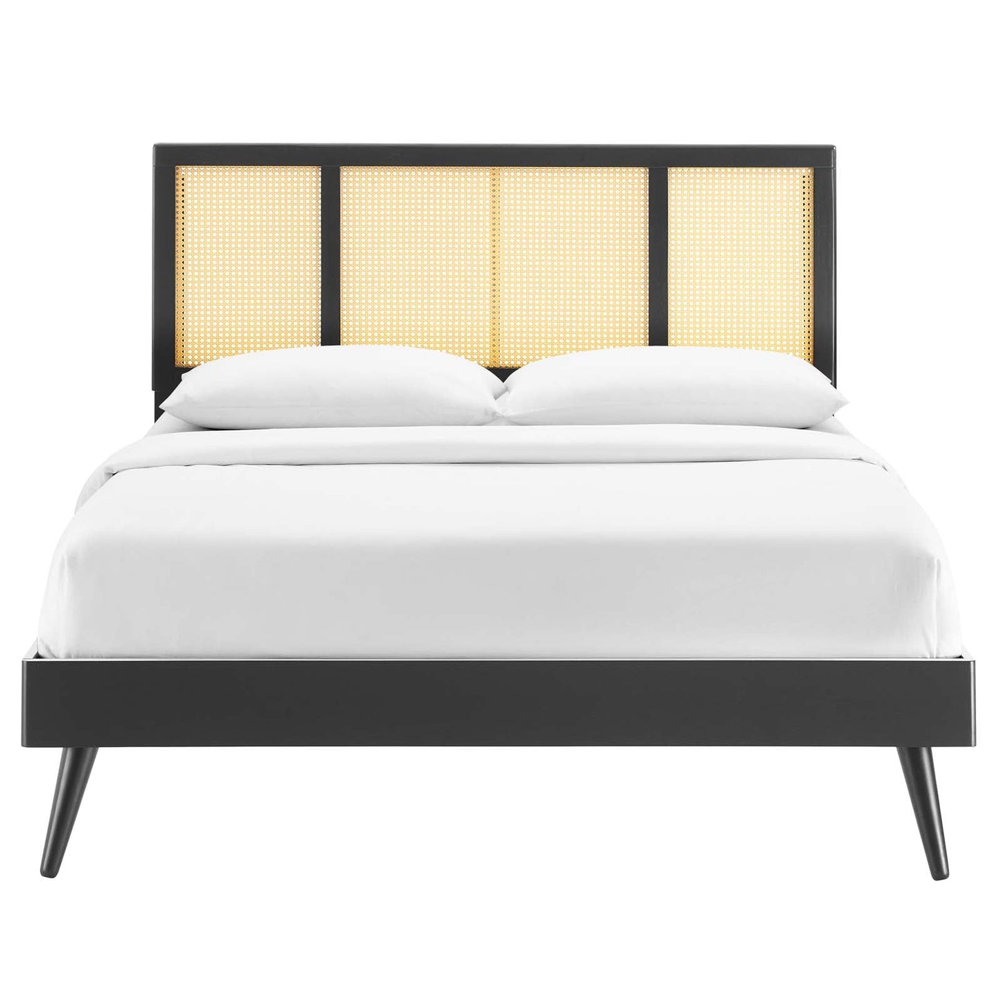 Kelsea Cane and Wood Full Platform Bed With Splayed Legs by Modway