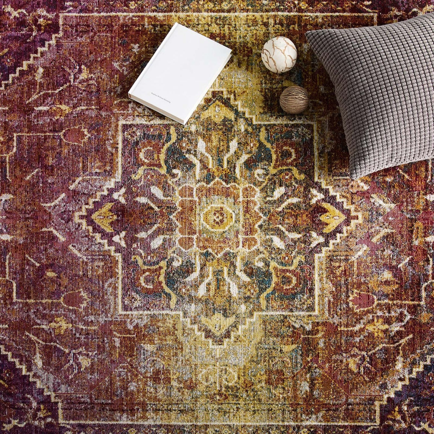 Success Kaede Transitional Distressed Vintage Floral Vintage Medallion 5x8 Area Rug by Modway