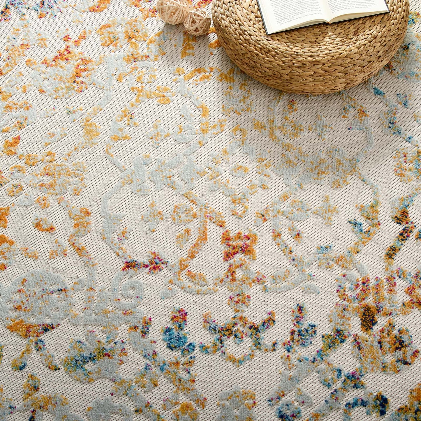 Reflect Primrose Ornate Floral Lattice 5x8 Indoor/Outdoor Area Rug by Modway
