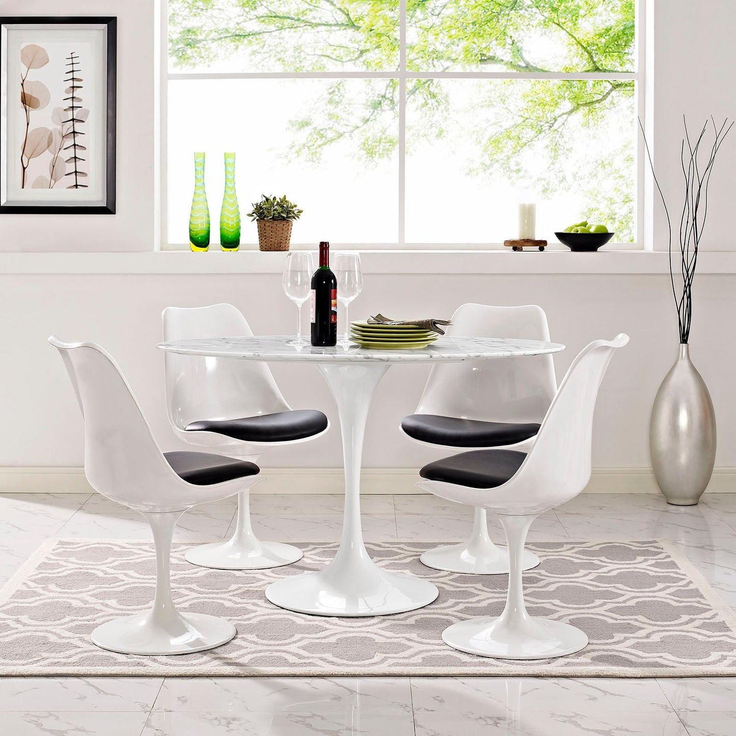 Lippa 48" Oval Faux Marble Dining Table by Modway