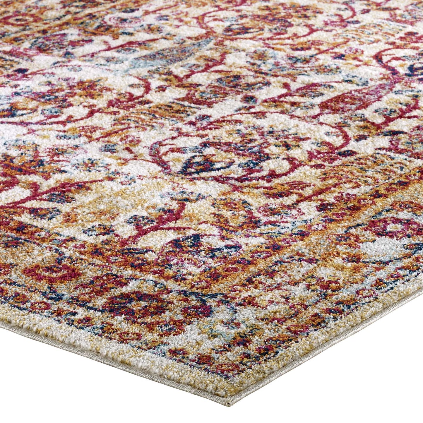 Entourage Jessa Distressed Vintage Floral Lattice 5x8 Area Rug by Modway