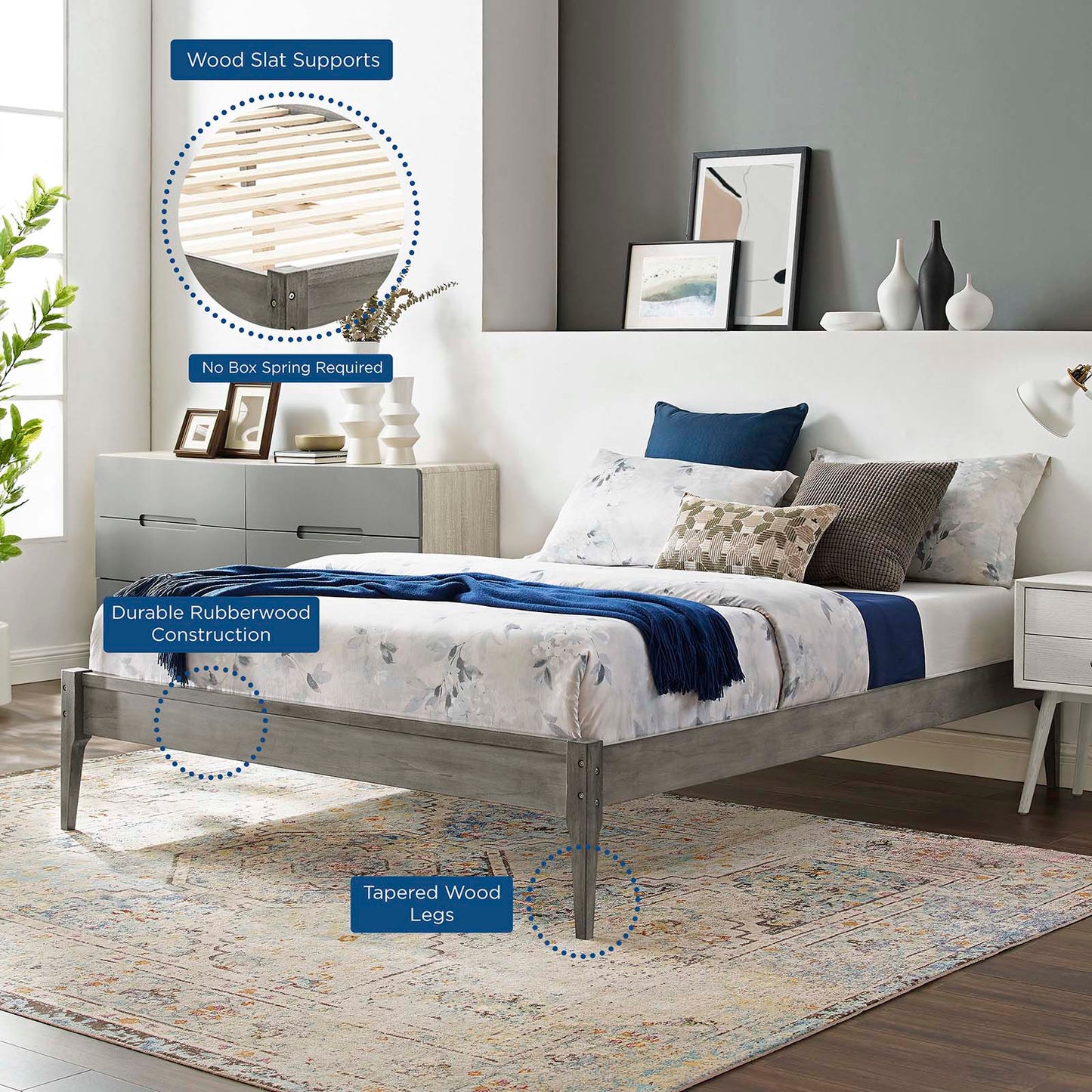 June Wood Twin Platform Bed Frame by Modway