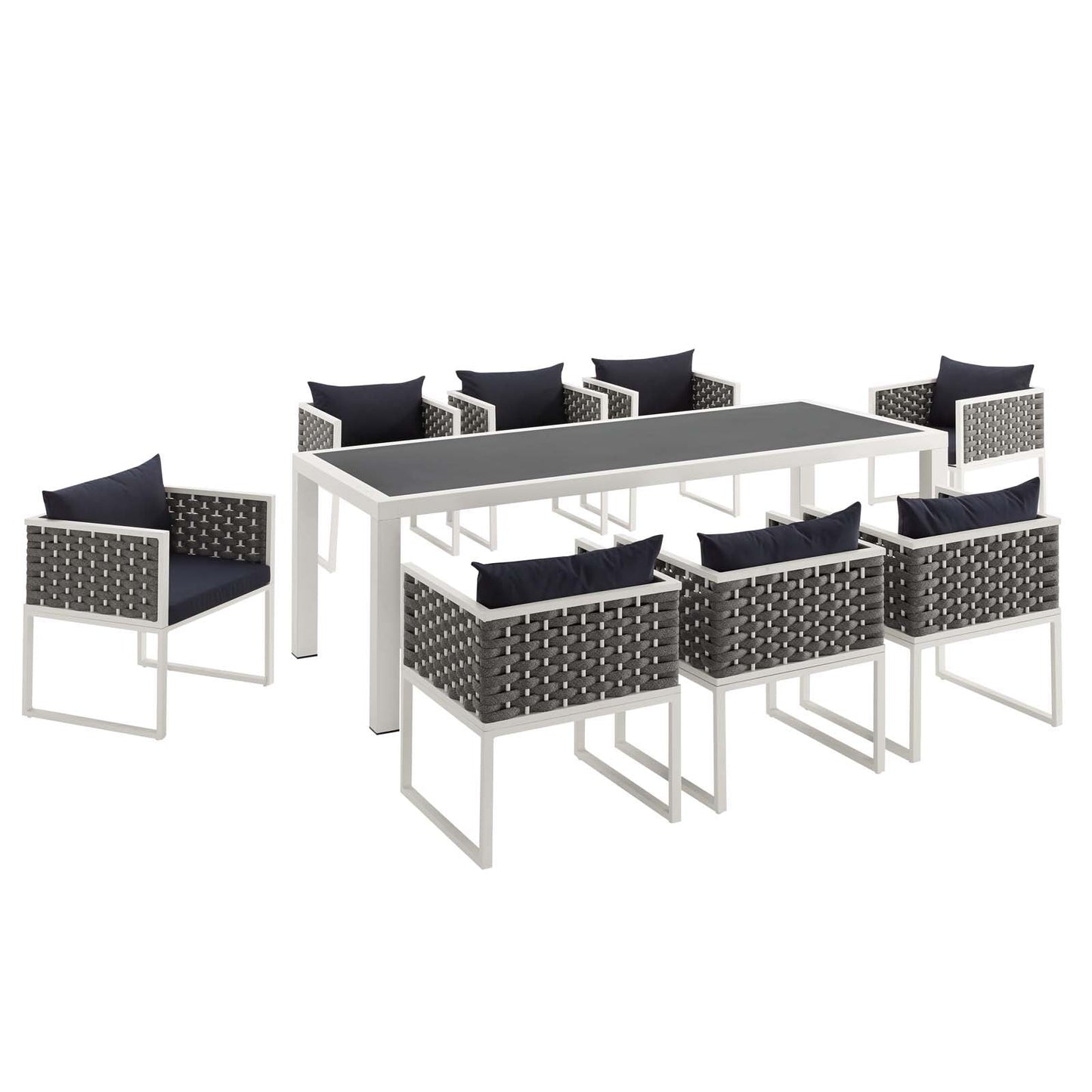 Stance 9 Piece Outdoor Patio Aluminum Dining Set by Modway