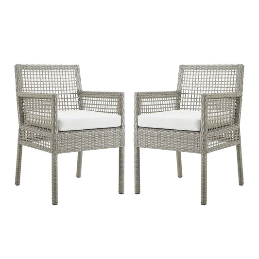 Aura Outdoor Patio Wicker Rattan Dining Armchair Set of 2 by Modway