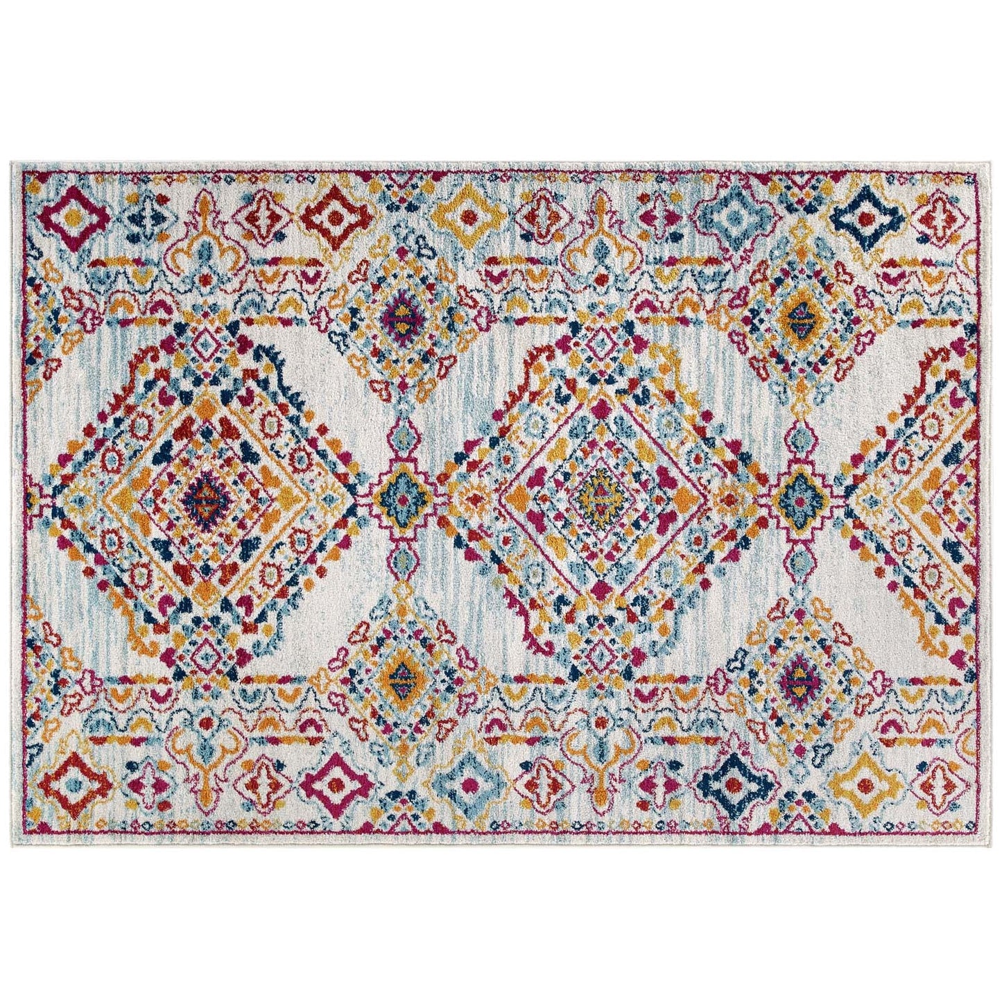 Entourage Khalida Distressed Floral Lattice 8x10 Area Rug by Modway