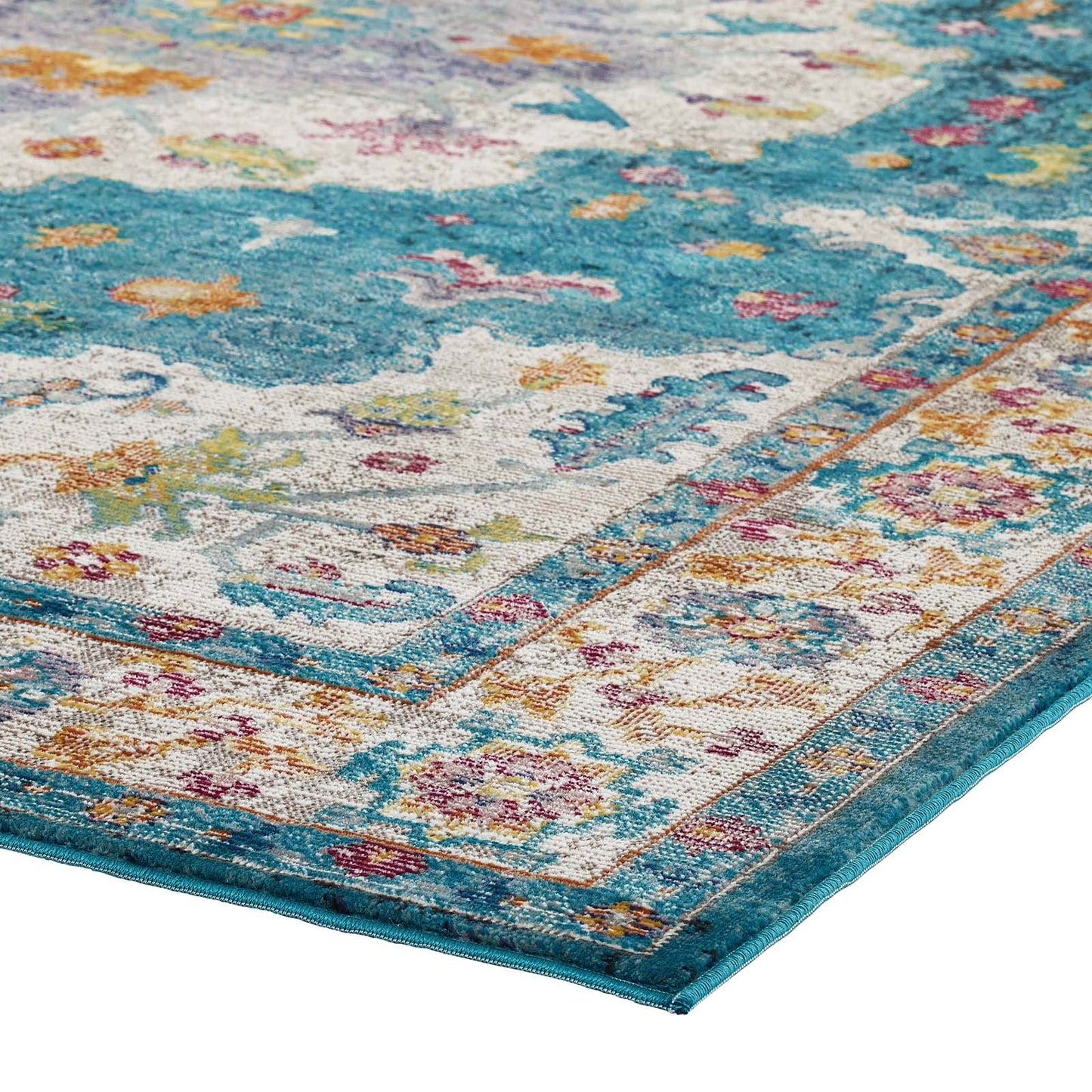 Success Anisah Distressed Floral Vintage Medallion 5x8 Area Rug by Modway