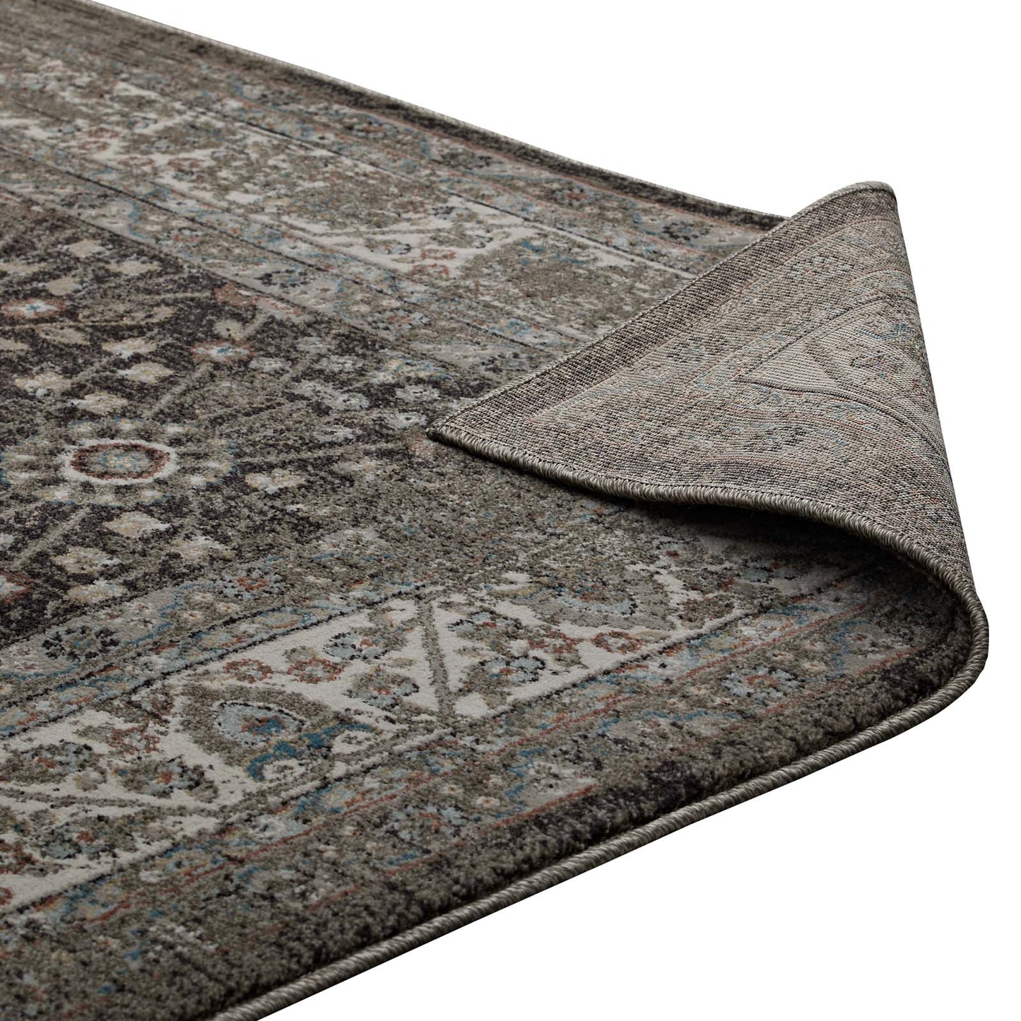 Berit Distressed Vintage Floral Lattice 5x8 Area Rug by Modway