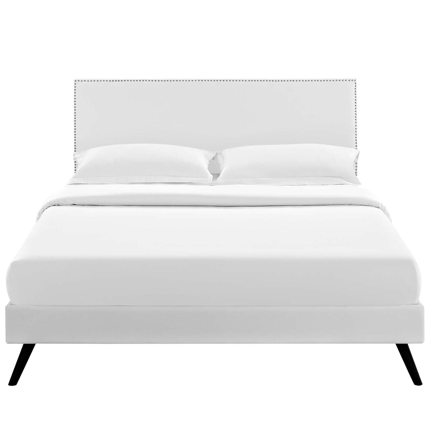 Macie Full Vinyl Platform Bed with Round Splayed L