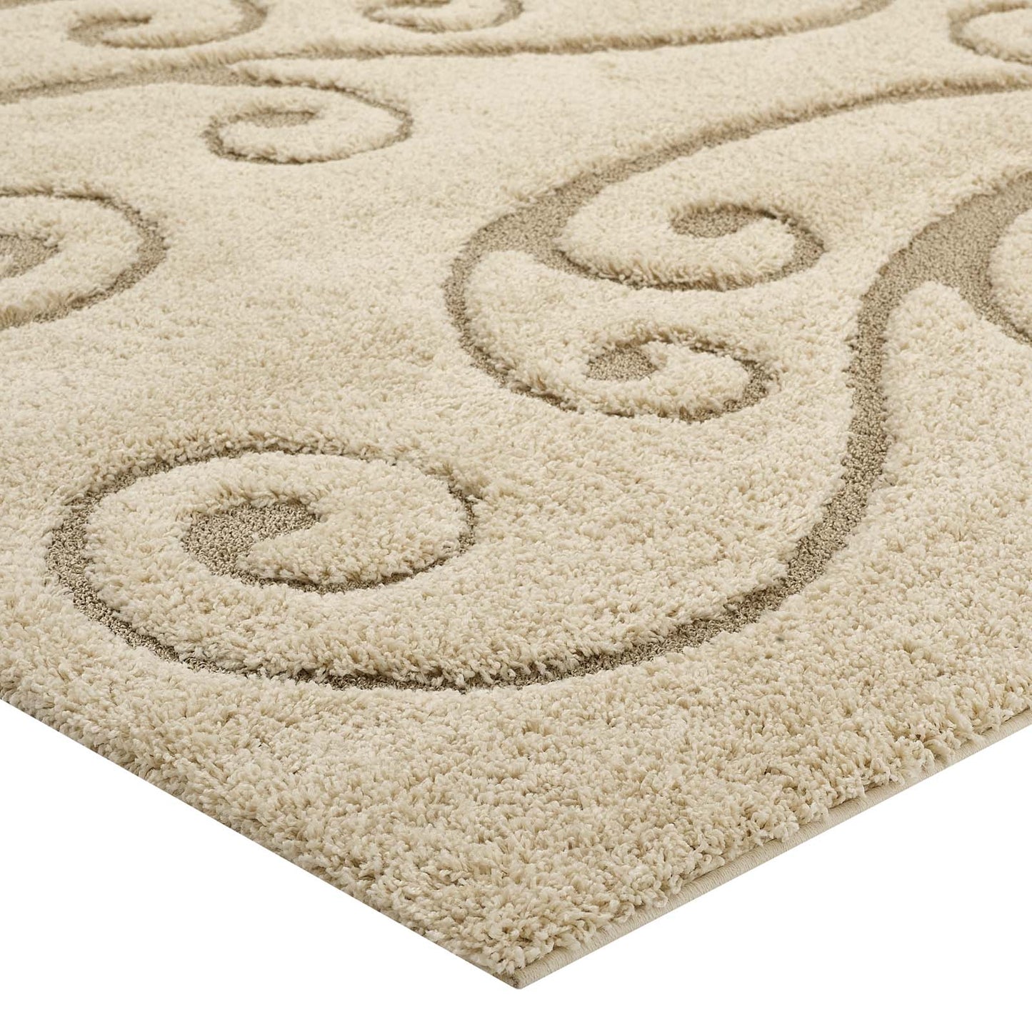 Jubilant Sprout Scrolling Vine Shag 5x8 Area Rug by Modway
