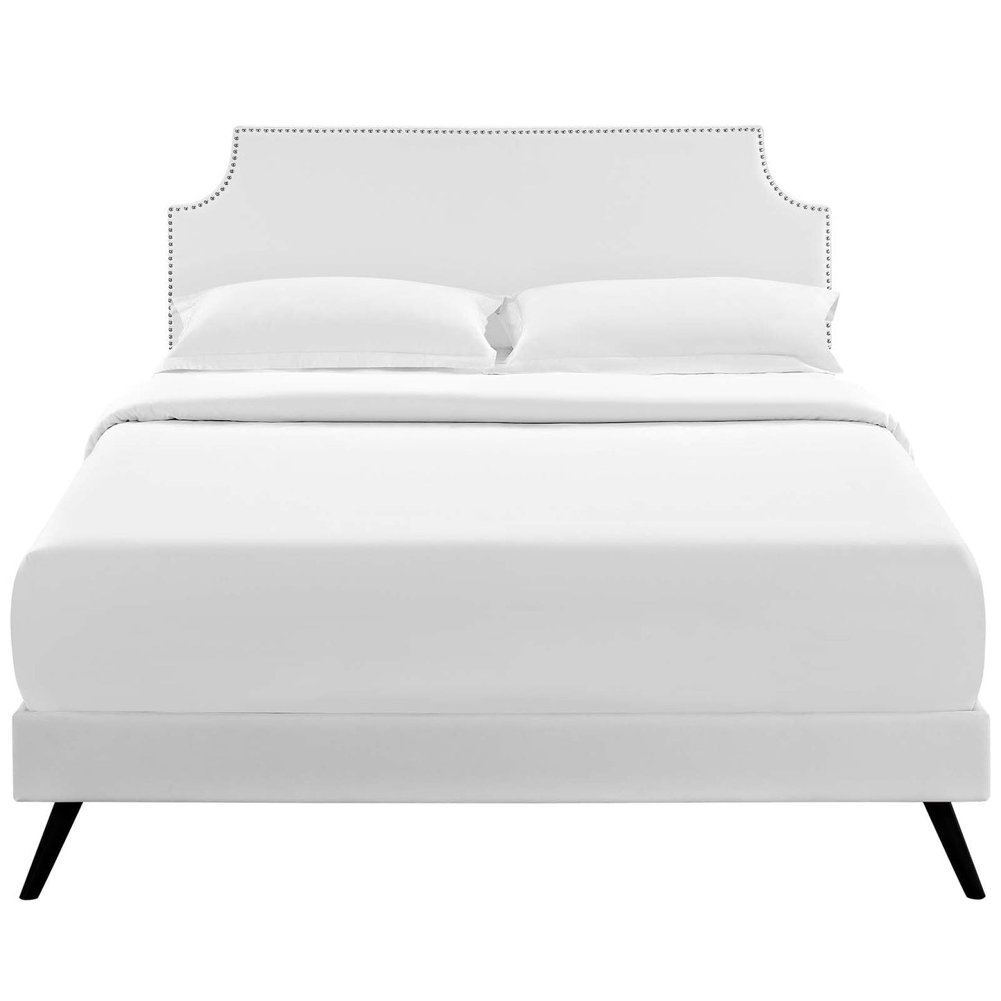 Corene Vinyl Queen Platform Bed with Round Splayed Legs by Modway