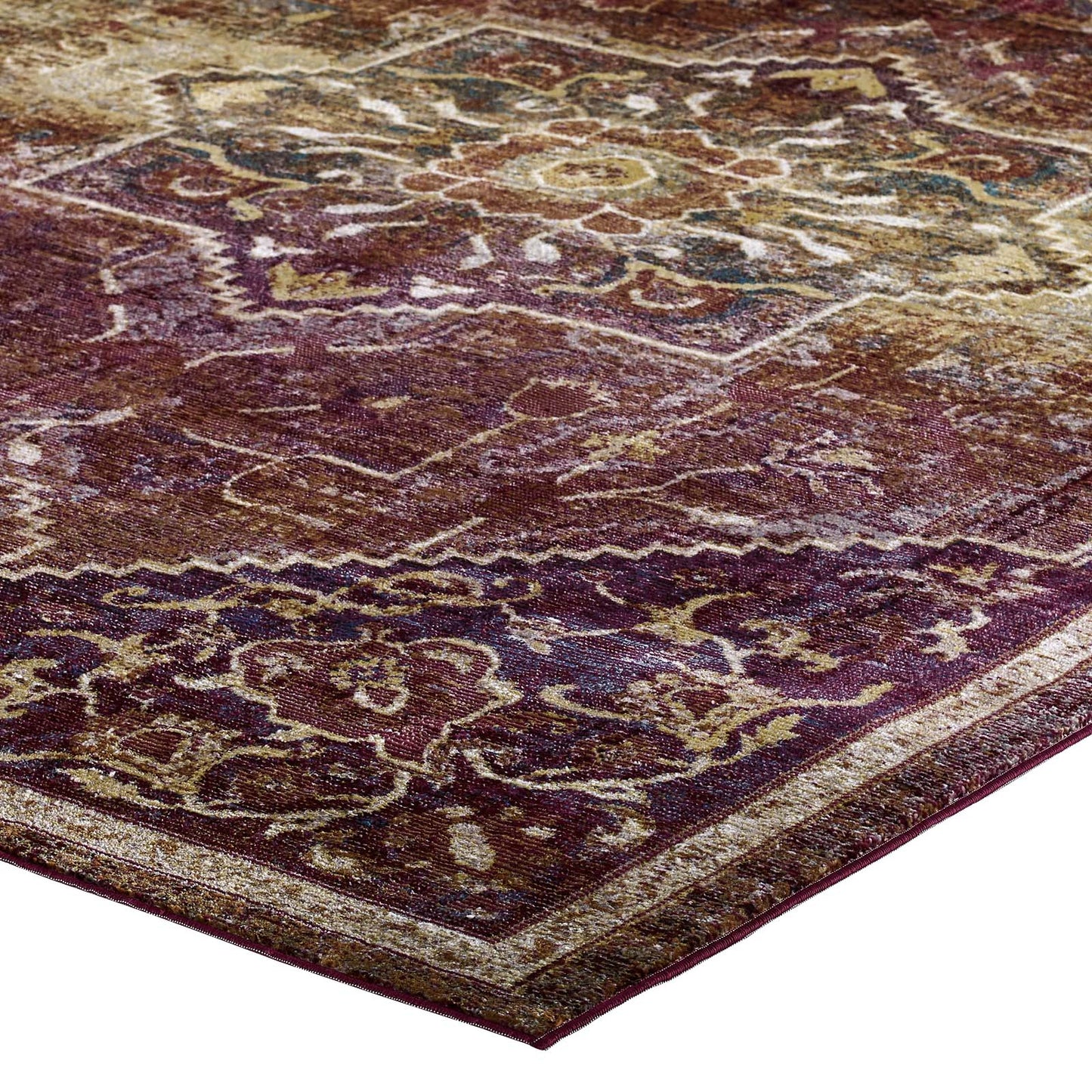 Success Kaede Transitional Distressed Vintage Floral Vintage Medallion 8x10 Area Rug by Modway
