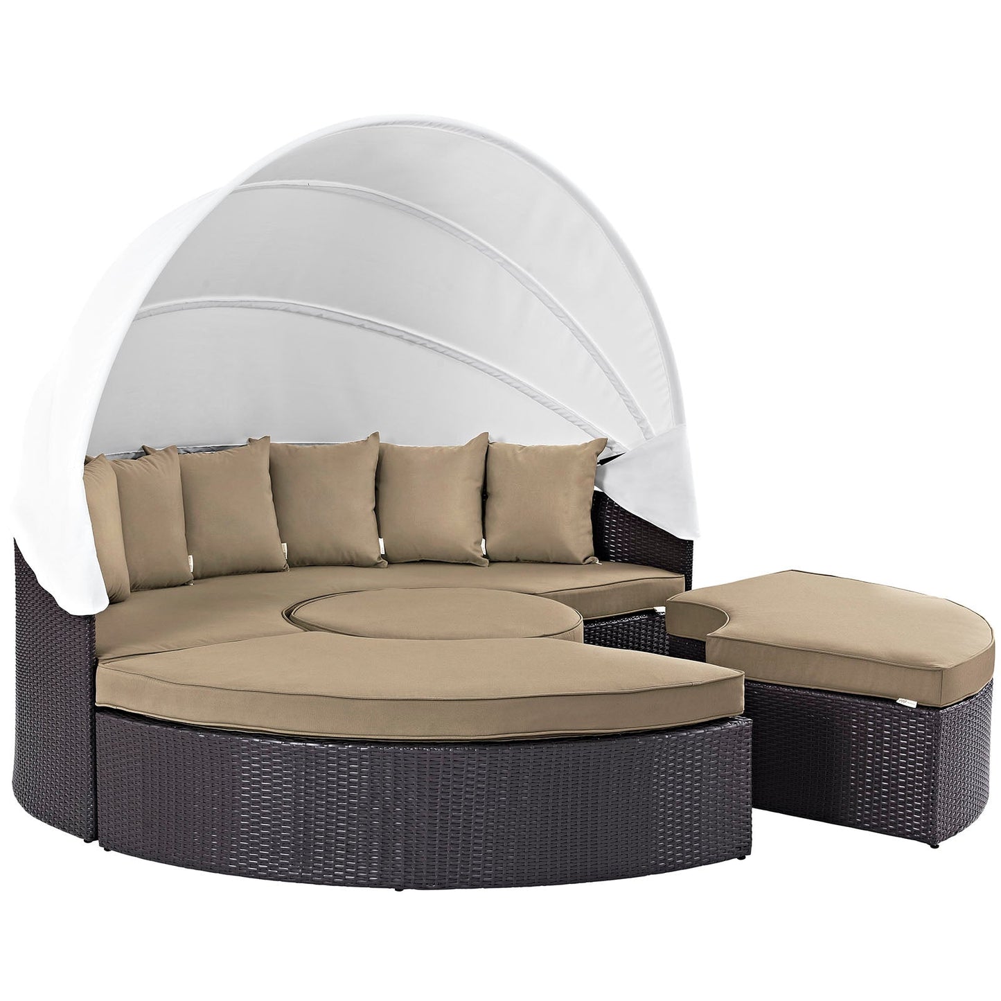 Convene Outdoor Patio Wicker Rattan Canopy Sectional Daybed by Modway
