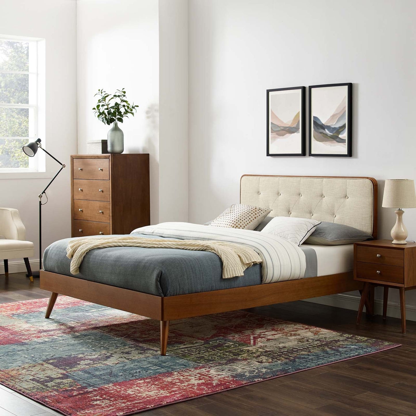 Bridgette Wood Queen Platform Bed With Splayed Legs by Modway