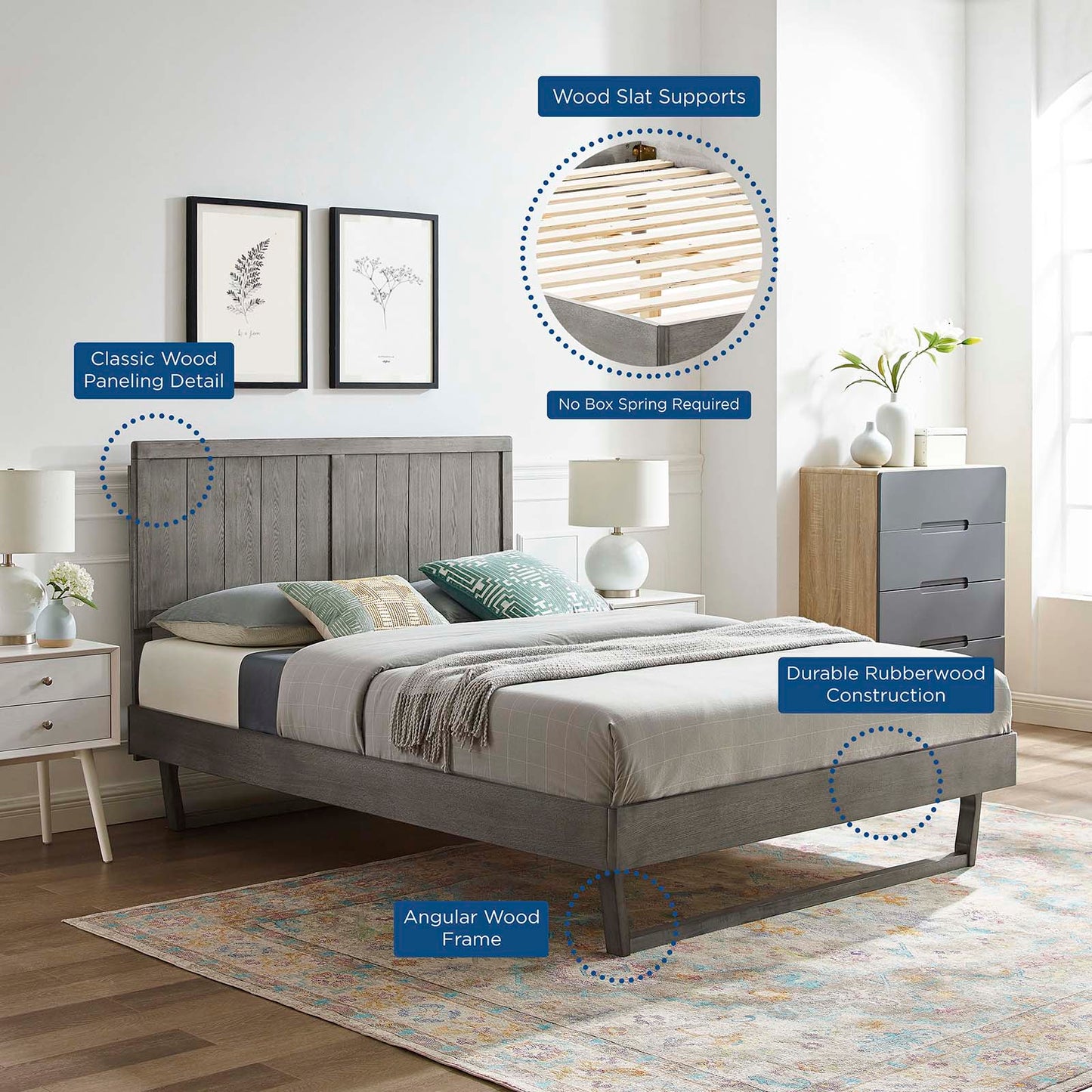 Alana Wood Queen Platform Bed With Angular Frame by Modway
