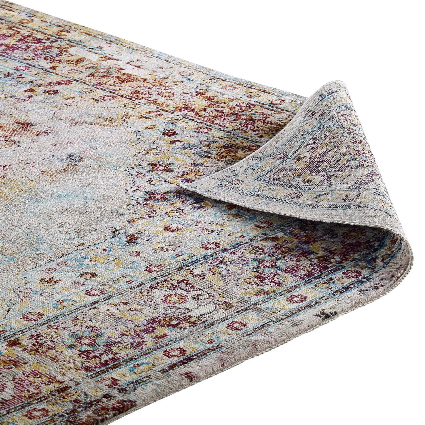 Success Merritt Transitional Distressed Floral Vintage Medallion 4x6 Area Rug by Modway