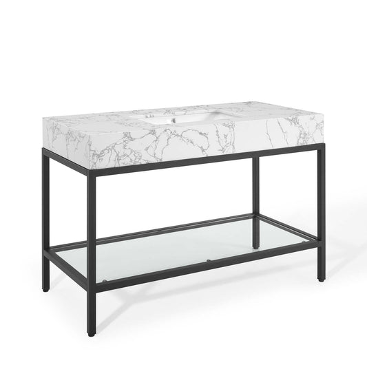 Kingsley 50" Black Stainless Steel Bathroom Vanity by Modway