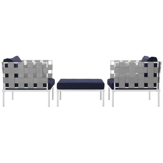 Harmony 3 Piece Outdoor Patio Aluminum Sectional Sofa Set by Modway