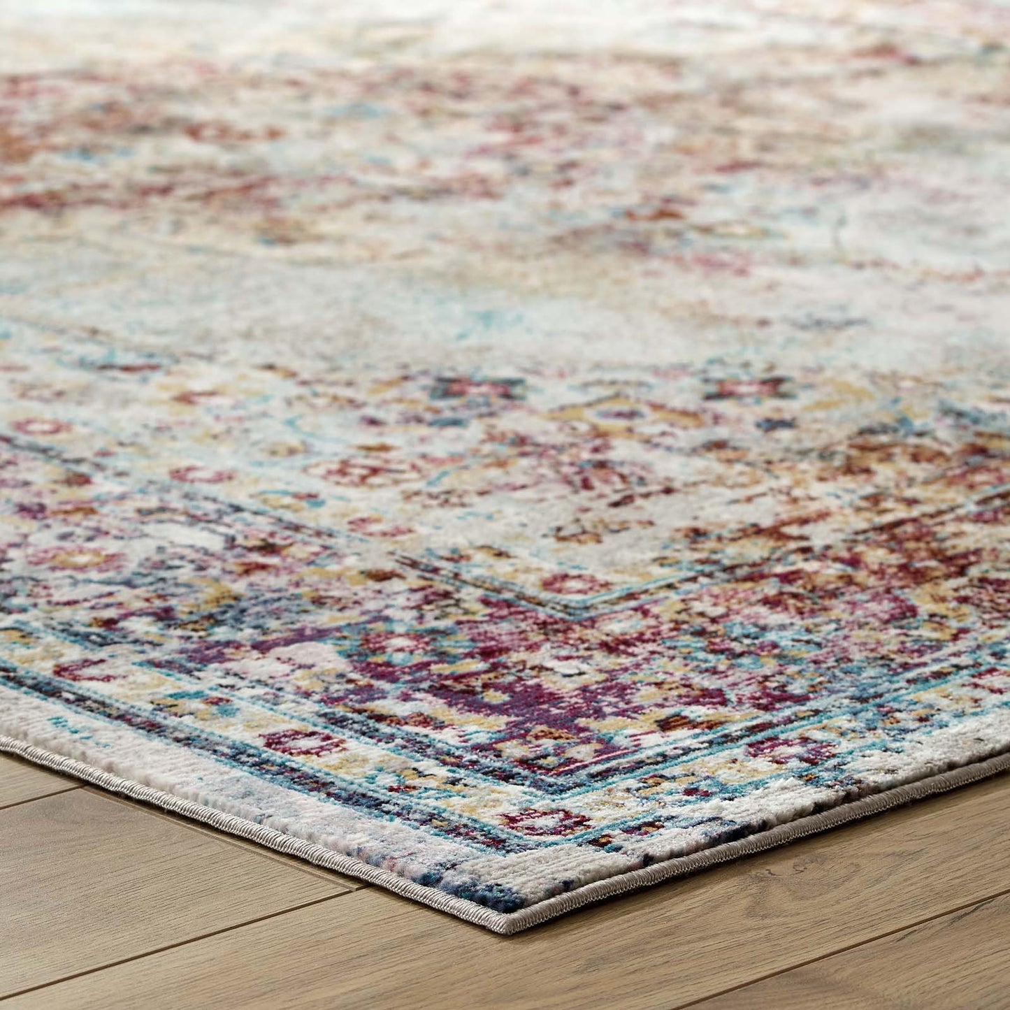 Success Merritt Transitional Distressed Floral Vintage Medallion 5x8 Area Rug by Modway