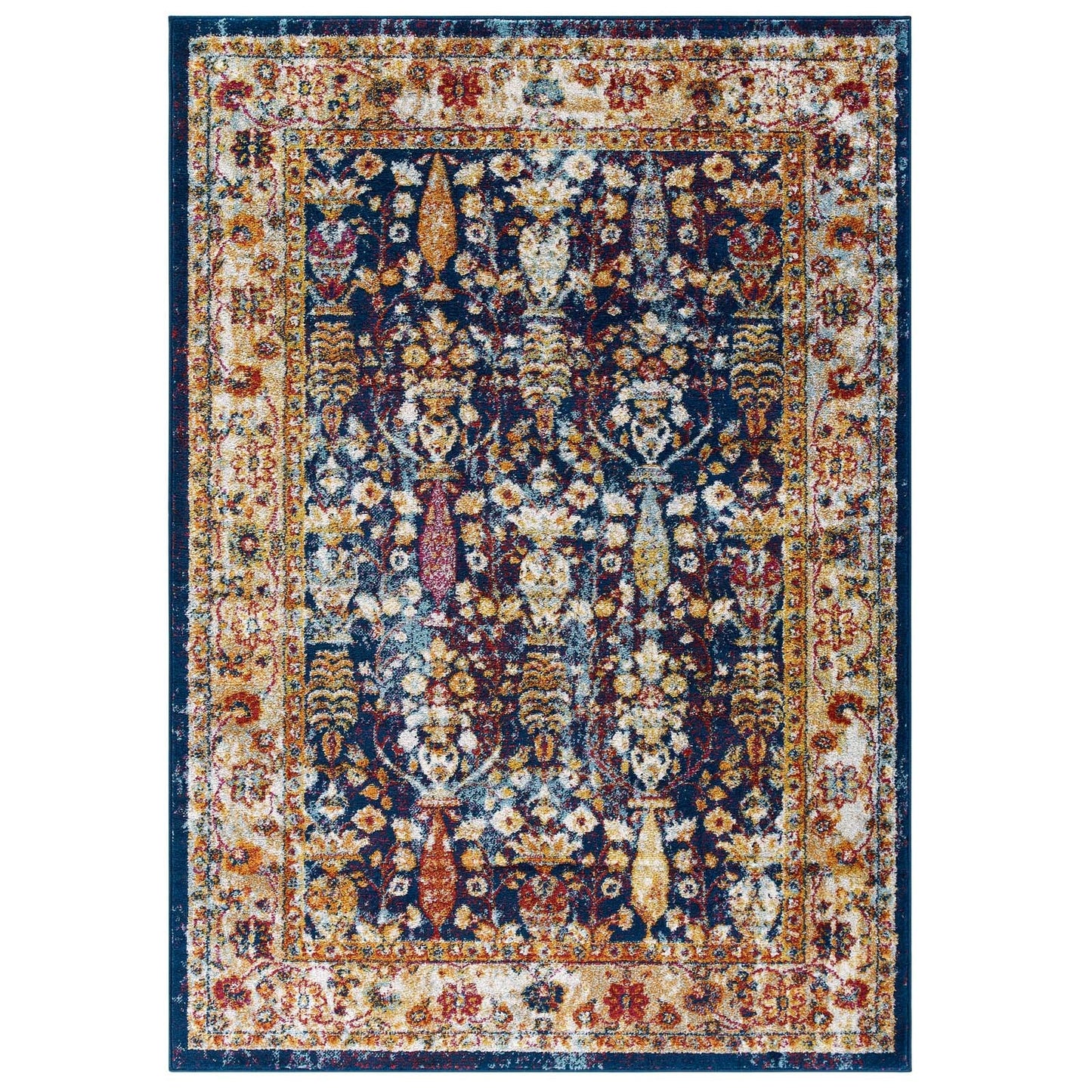Entourage Jessa Distressed Vintage Floral Lattice 5x8 Area Rug by Modway