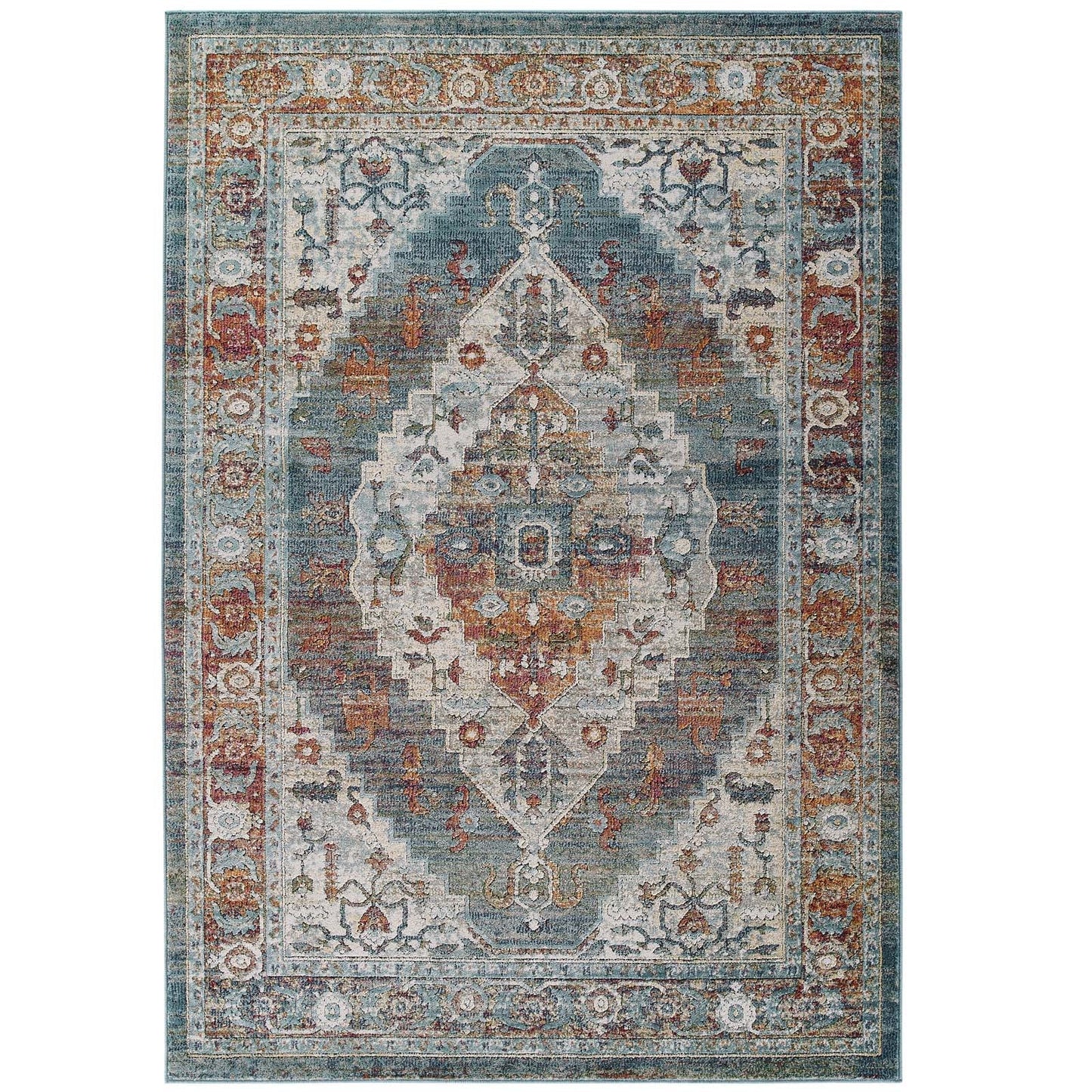 Tribute Camellia Distressed Vintage Floral Vintage Medallion 8x10 Area Rug by Modway
