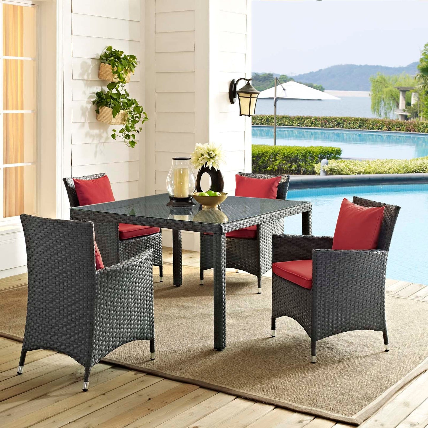 Sojourn 4 Piece Outdoor Patio Sunbrella¨ Dining Set by Modway