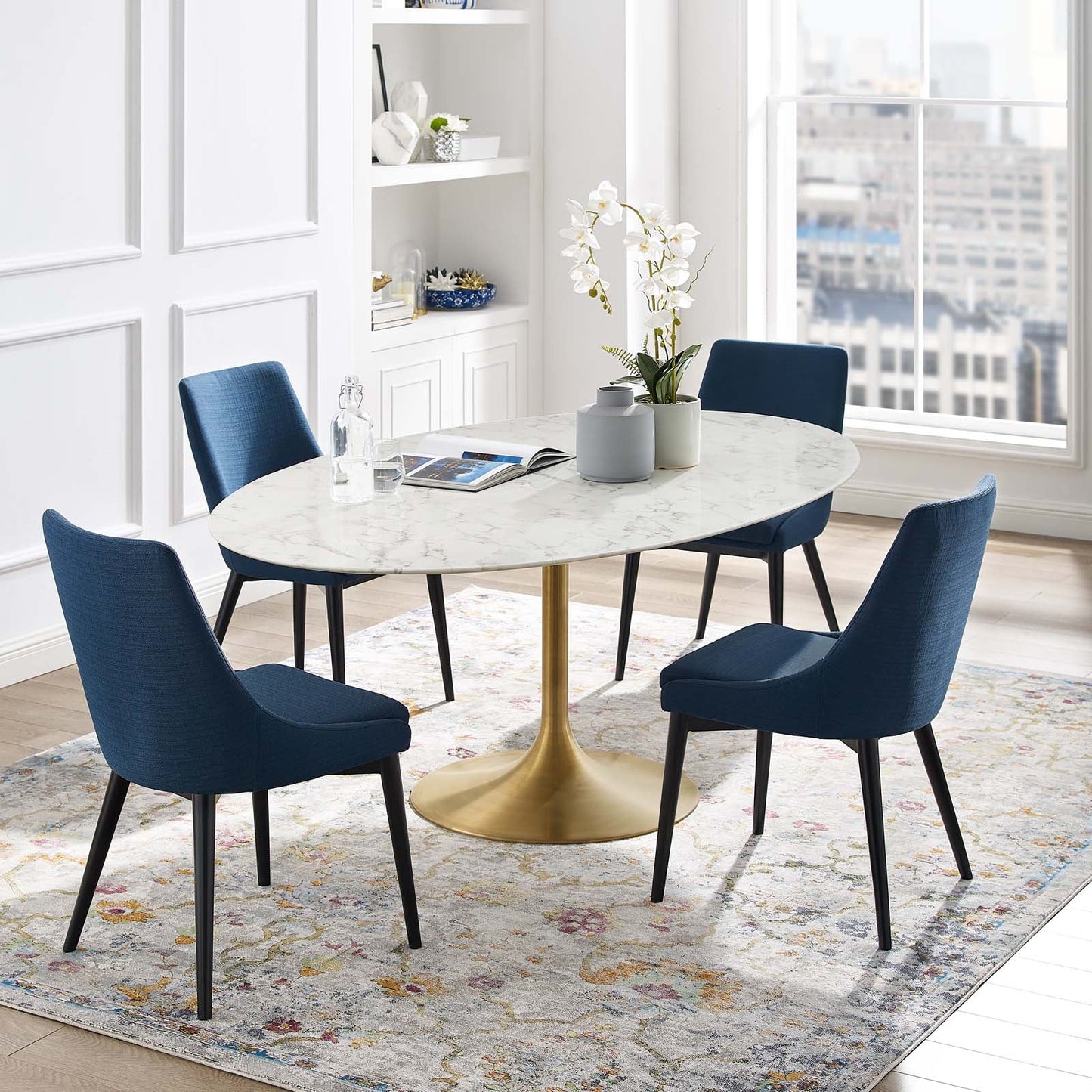 Lippa 78" Oval Faux Marble Dining Table by Modway