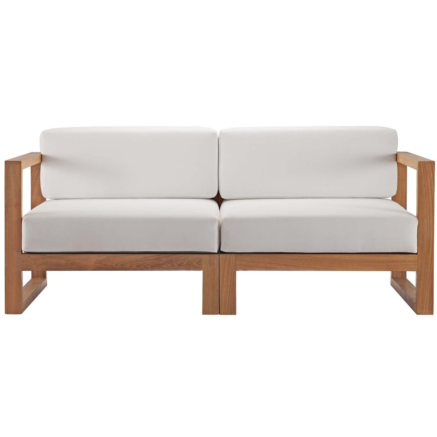 Upland 2-Piece Outdoor Patio Teak Wood Sectional Sofa Loveseat by Modway