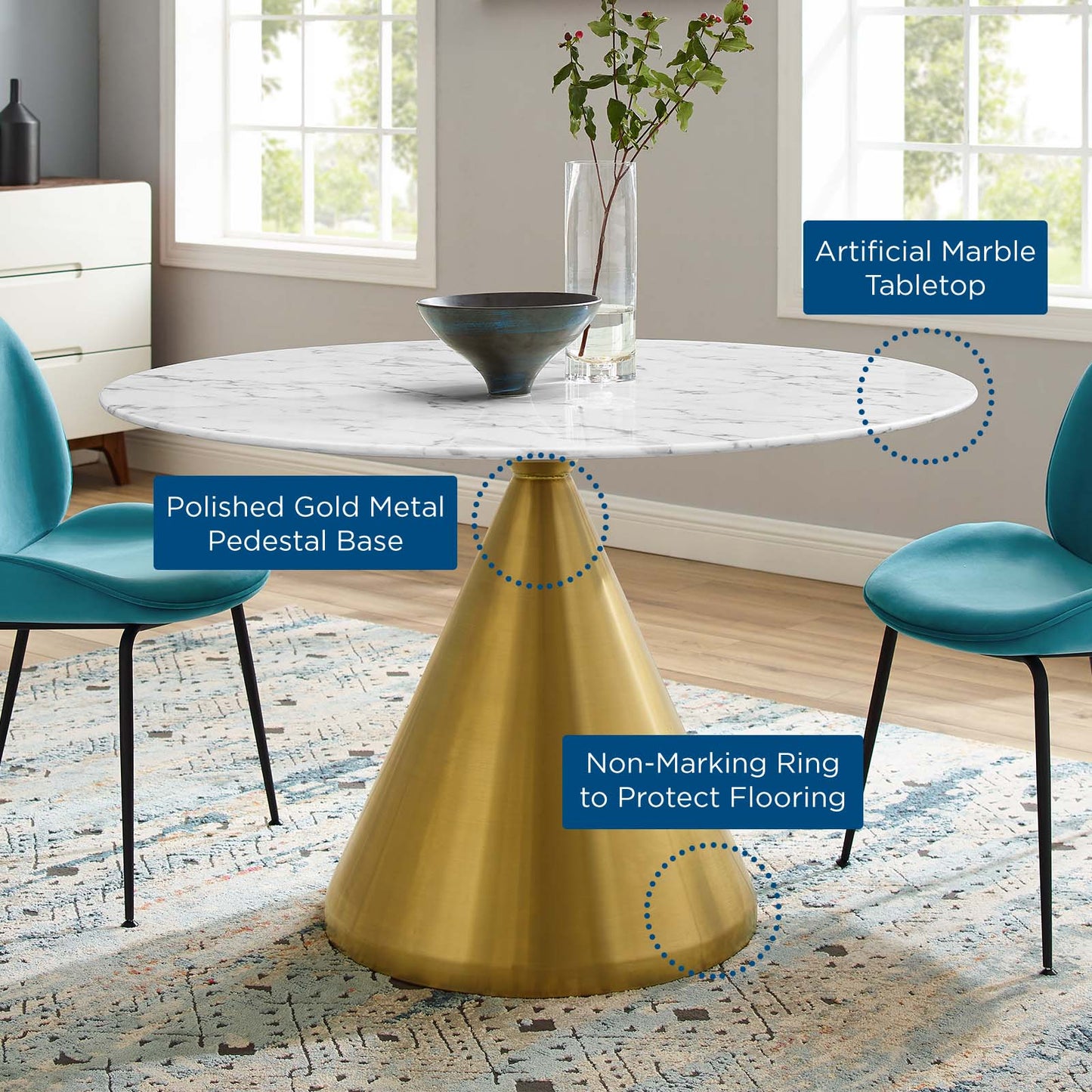 Tupelo 47" Artificial Marble Dining Table by Modway