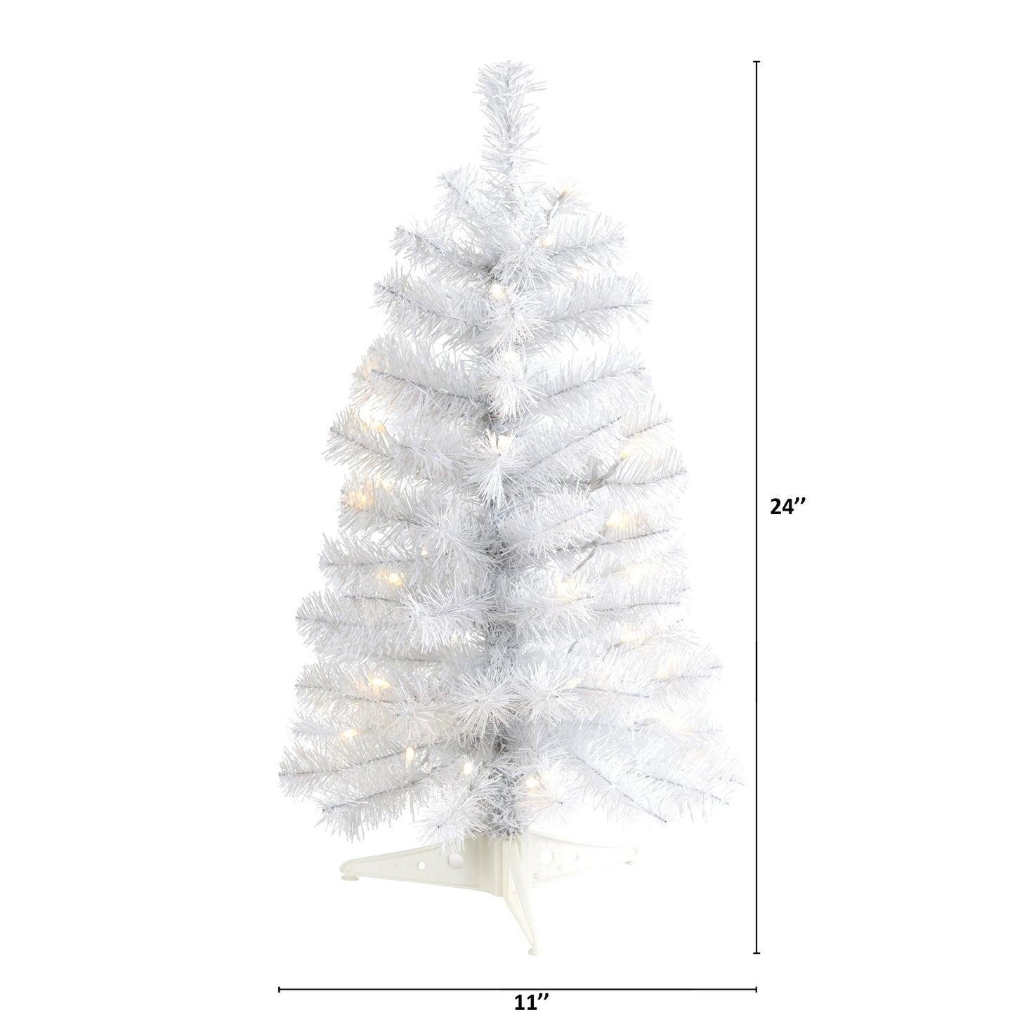 2' White Artificial Christmas Tree with 35 LED Lights and 72 Bendable Branches