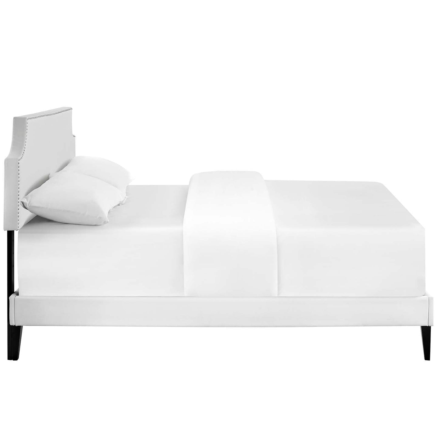 Corene Vinyl Full Platform Bed with Squared Tapered Legs by Modway
