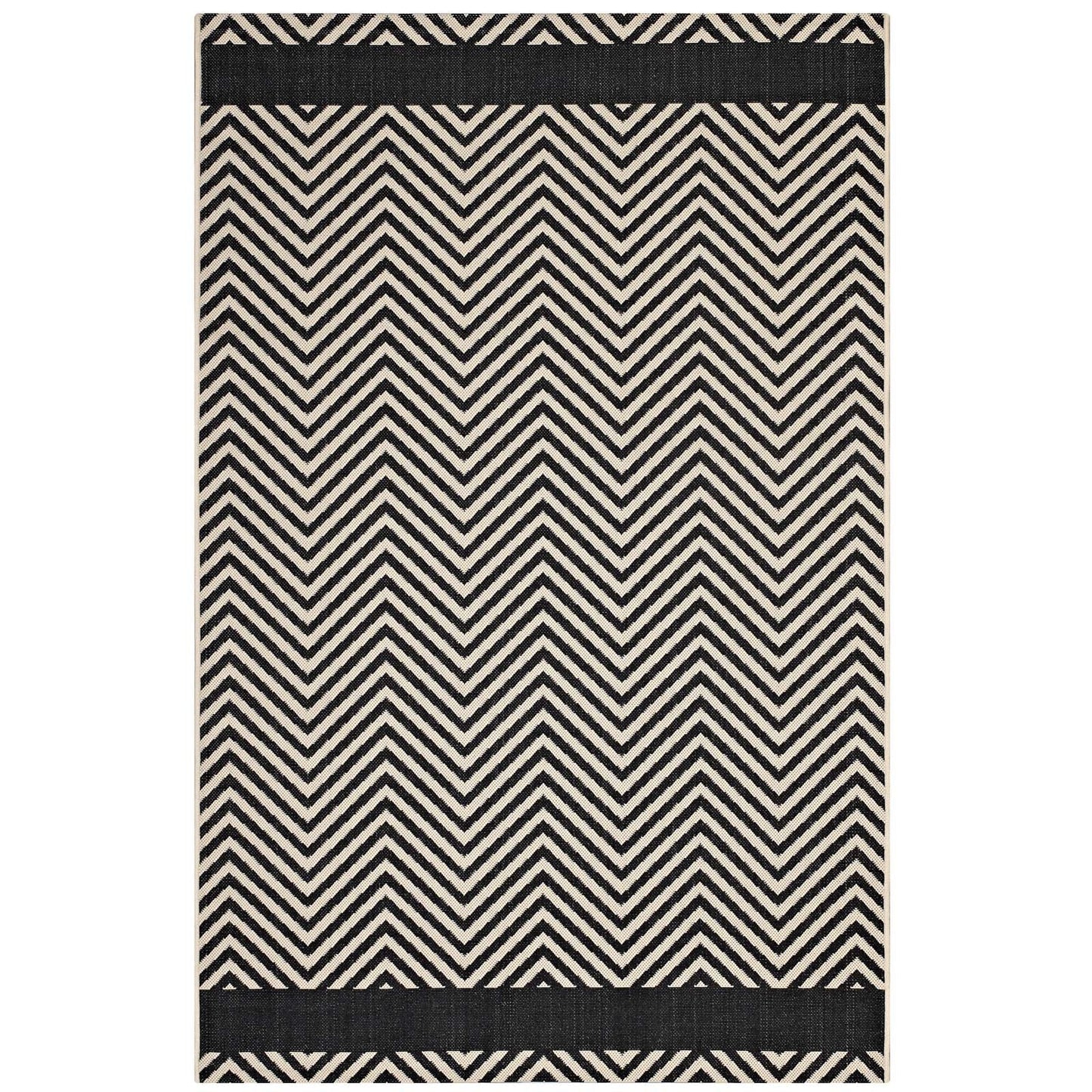 Optica Chevron With End Borders Indoor and Outdoor 5x8 Area Rug by Modway