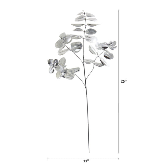 25" Metallic Eucalyptus Artificial Plant (Set of 24)