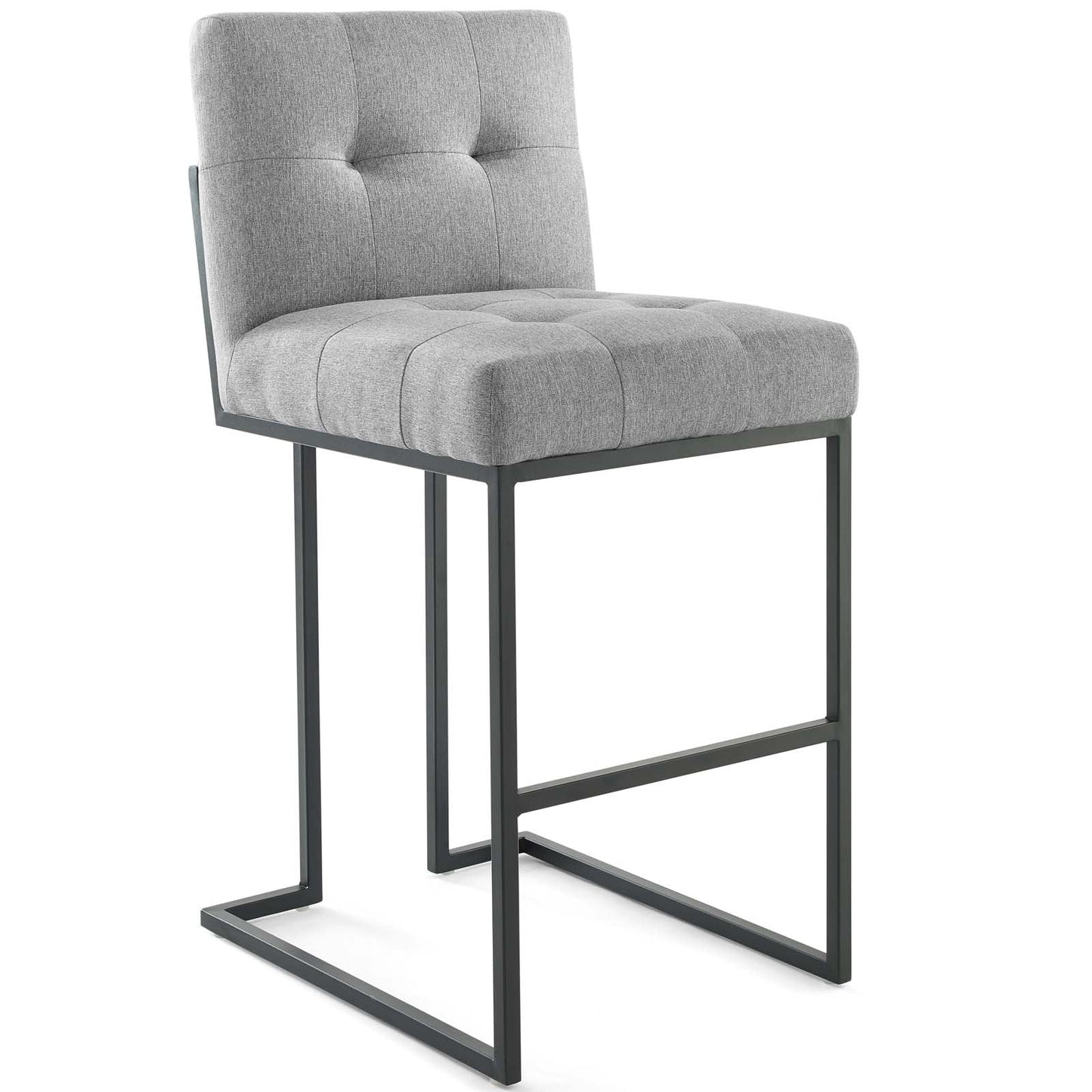 Privy Black Stainless Steel Upholstered Fabric Bar Stool Set of 2 by Modway