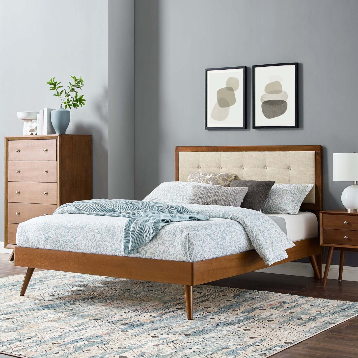 Willow Wood Queen Platform Bed With Splayed Legs by Modway