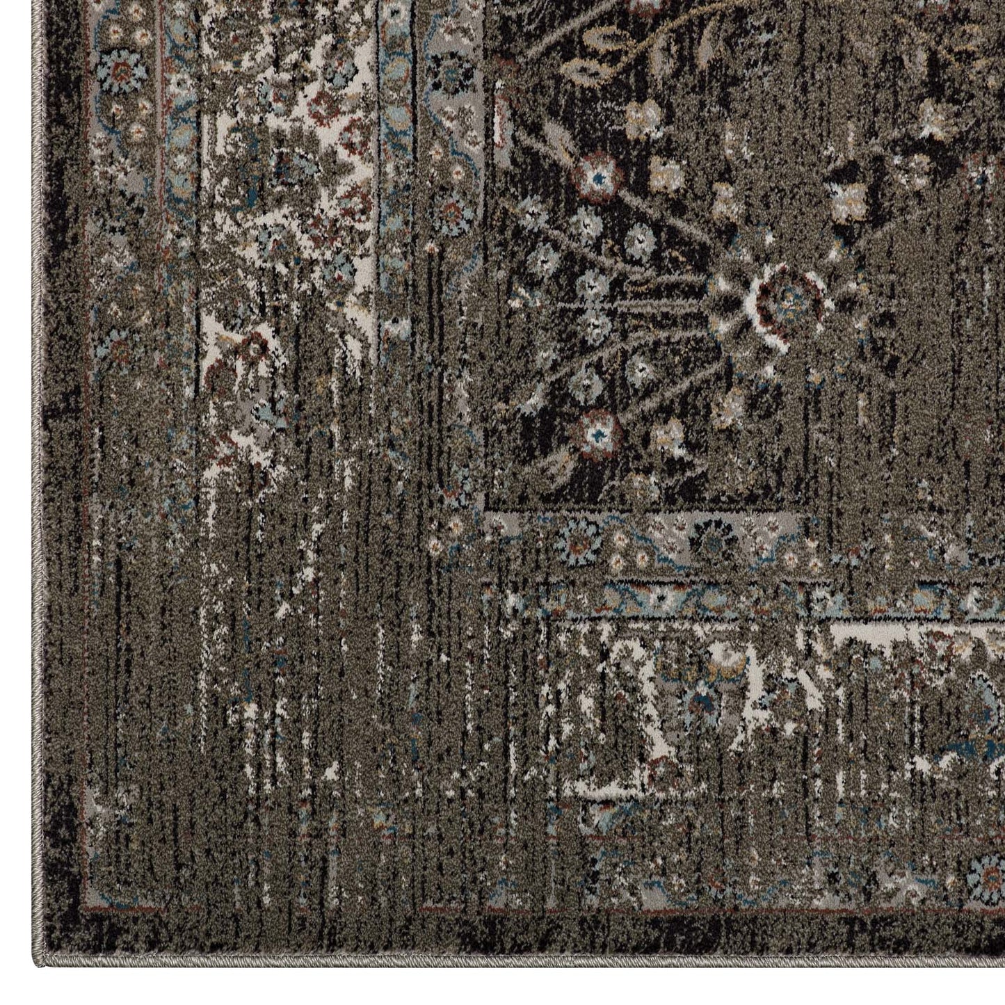 Berit Distressed Vintage Floral Lattice 5x8 Area Rug by Modway