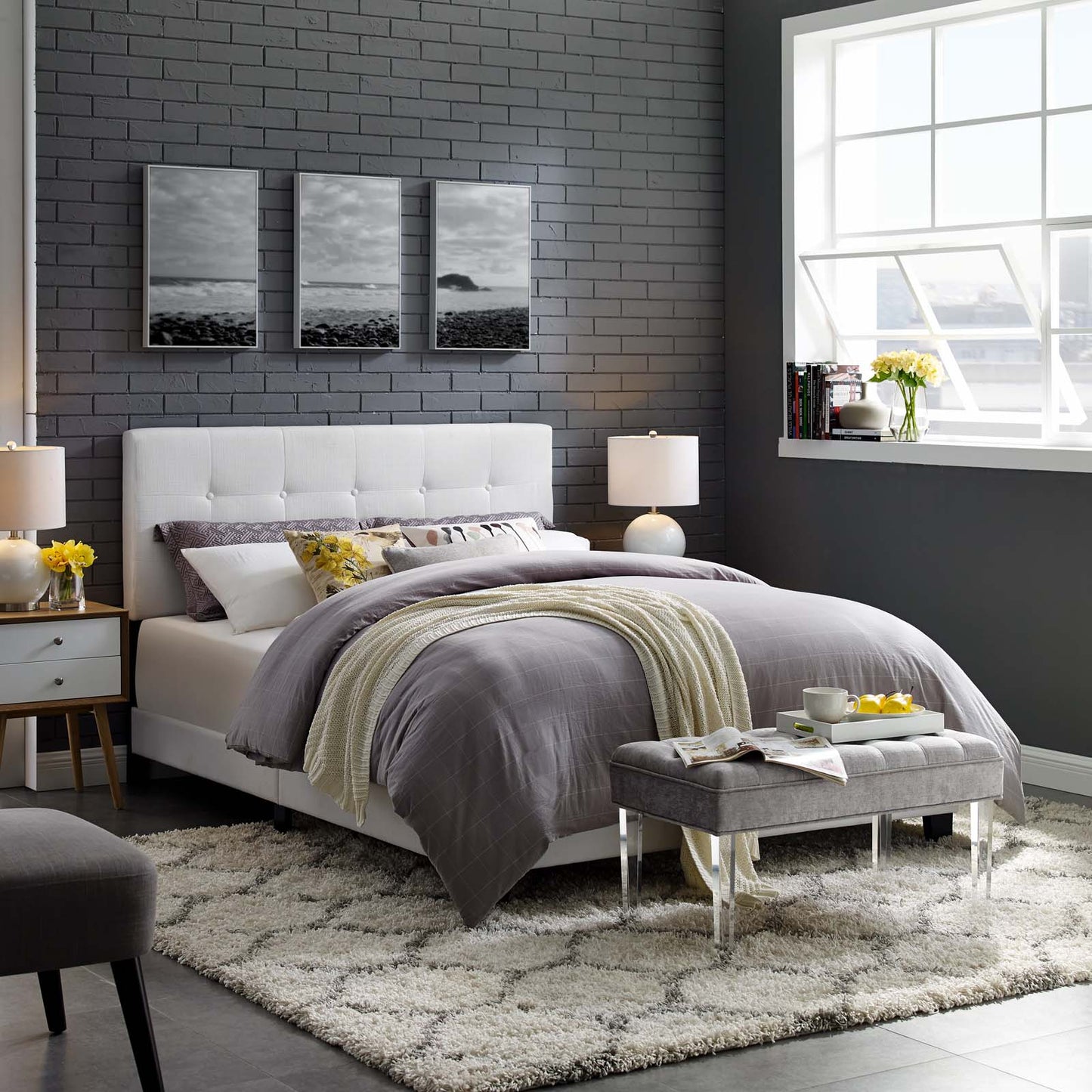 Amira Upholstered Fabric King Bed by Modway